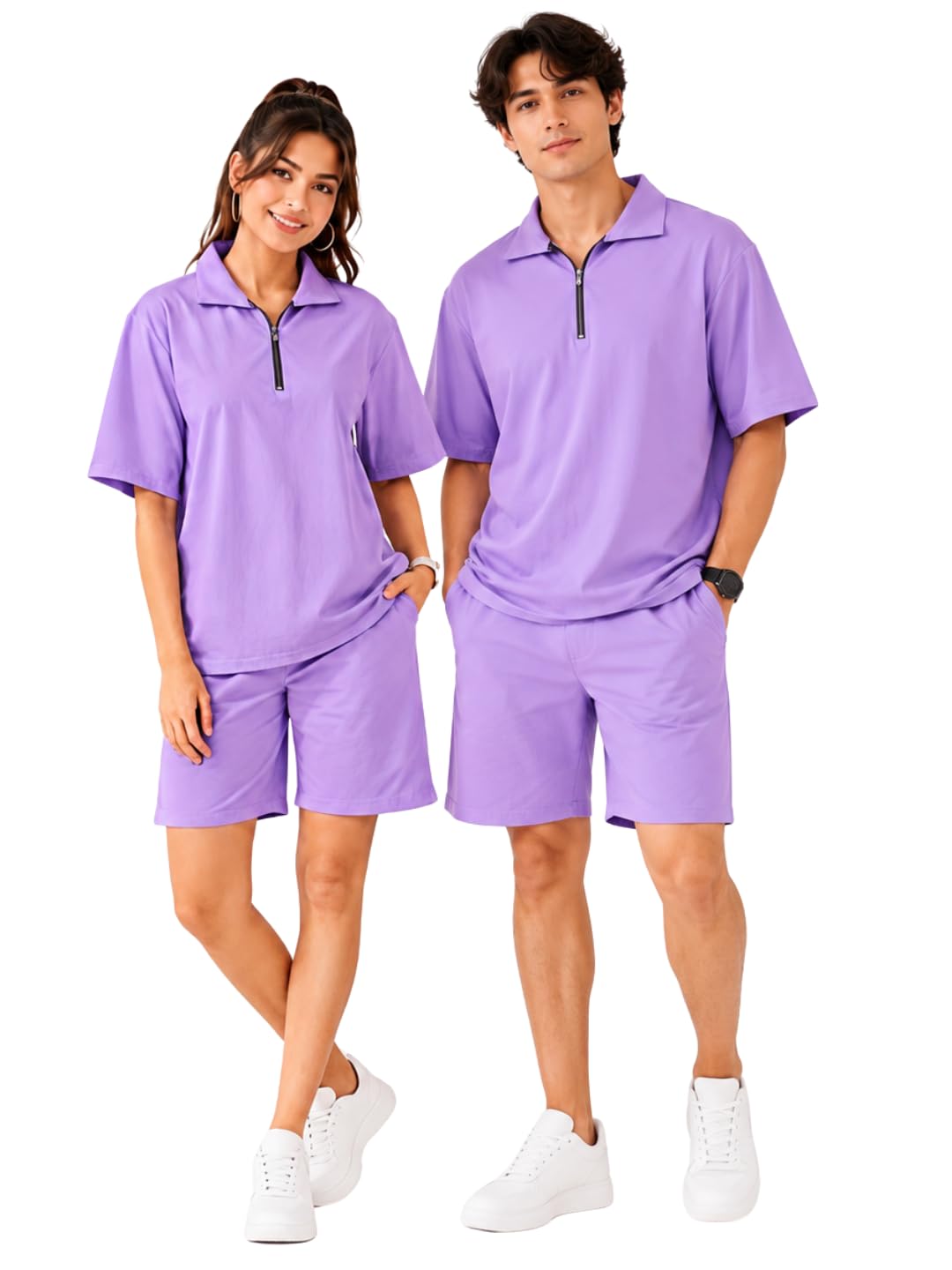 Women's Lycra Blend Solid Top & Shorts Set Purple-image-46