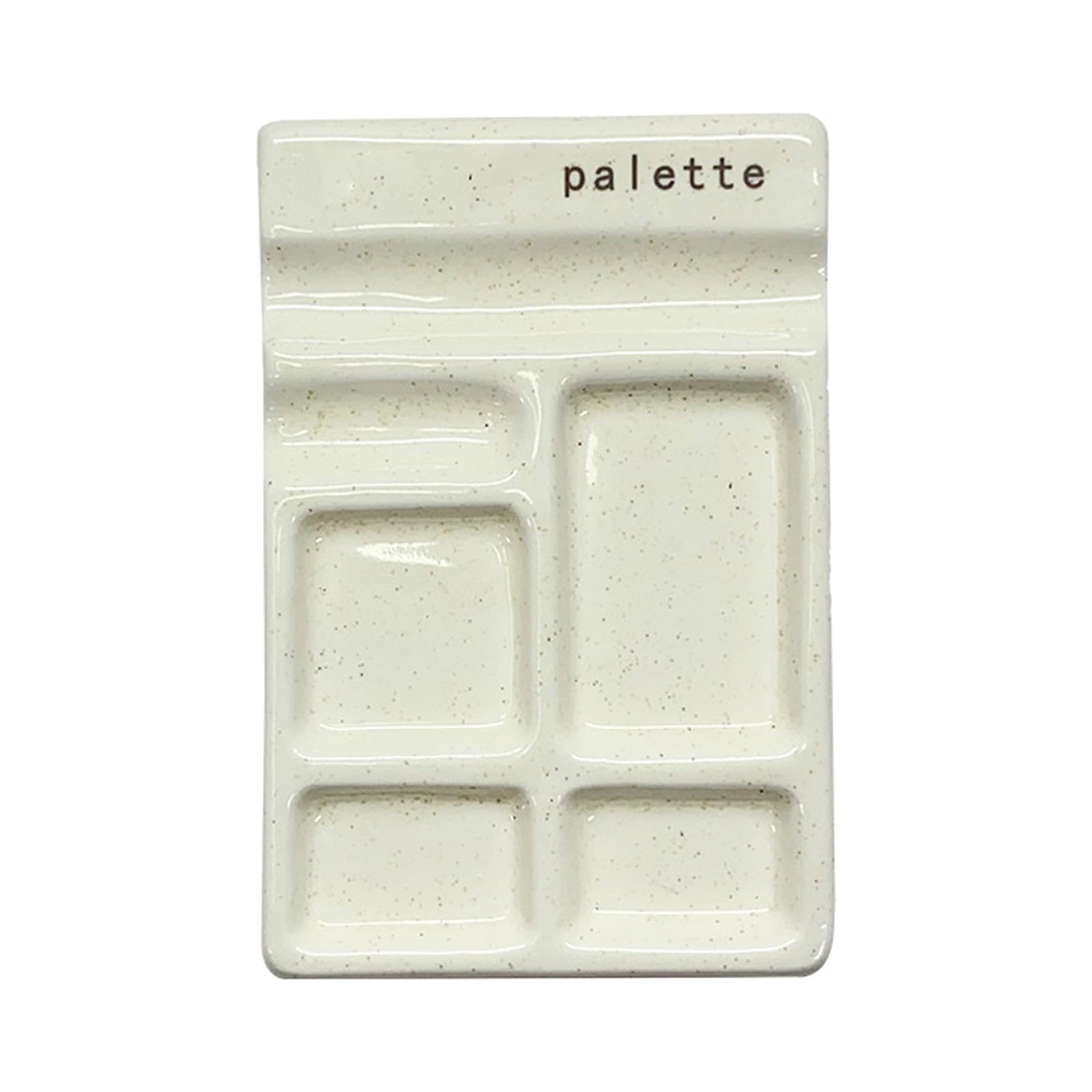 Multipurpose Ceramic Palette 4 Wells Brush Holder for Artists Watercolor Acrylic Oil Travel Artist Color Scheme with Brush Owner