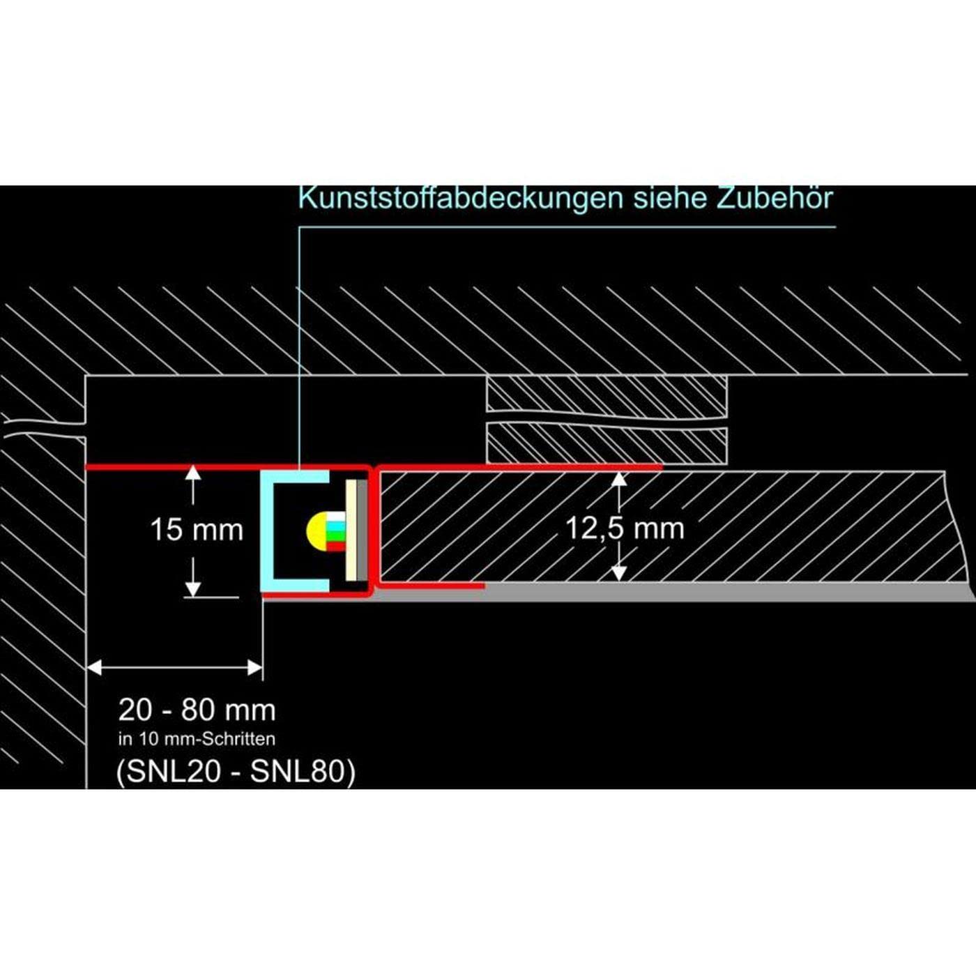 2m LED Trockenbauprofil SNL 50mm Sichtschenkel für Gipskartonplatten Stahl Zinkblech