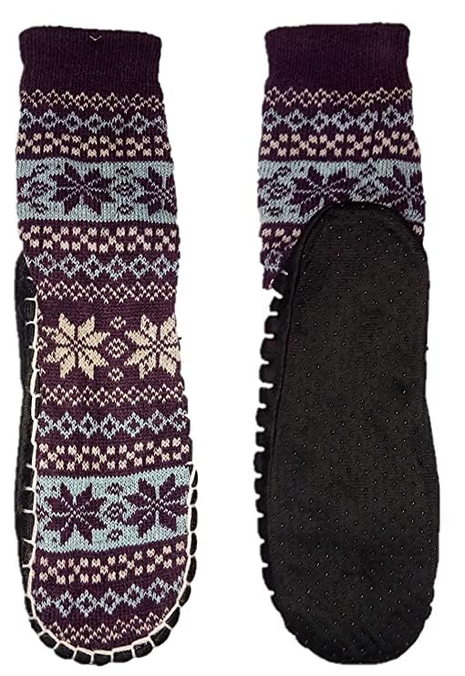 Women Slipper Socks Warm Fuzzy Fleece-lined Indoor Anti-Skid Floor Socks Assorted color-image-2
