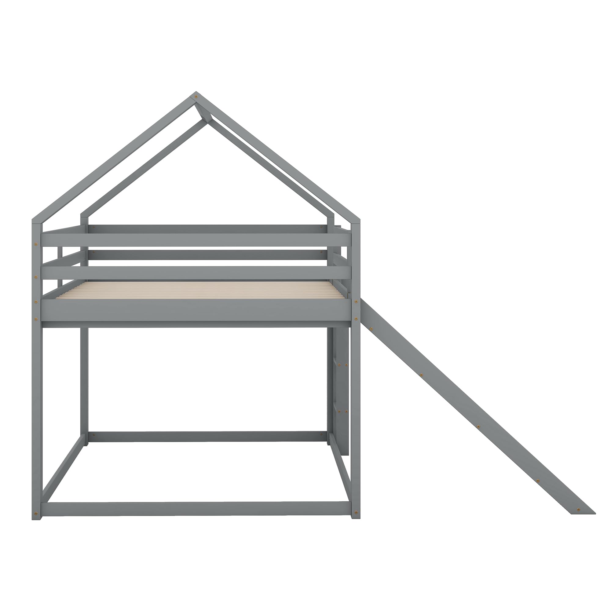 Lettino A Castello Con Scivolo E Ringhiera 140x200 Cm – Struttura Letto A Tema Casa In Legno Massello Per Bambini E Ragazzi, Con Cassetti Scala E Design Personalizzabile (Bianco) - 4