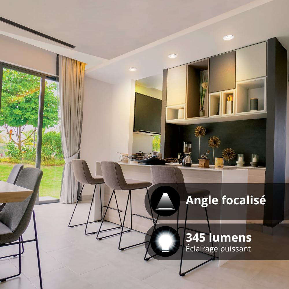 Xanlite PACK3SEL345D Confezione 3SEL345D Plafoniera luminosa da incasso, set di 3 faretti a LED integrati, dimmerabile, bianco caldo, confezione 3SEL345D, 5 W