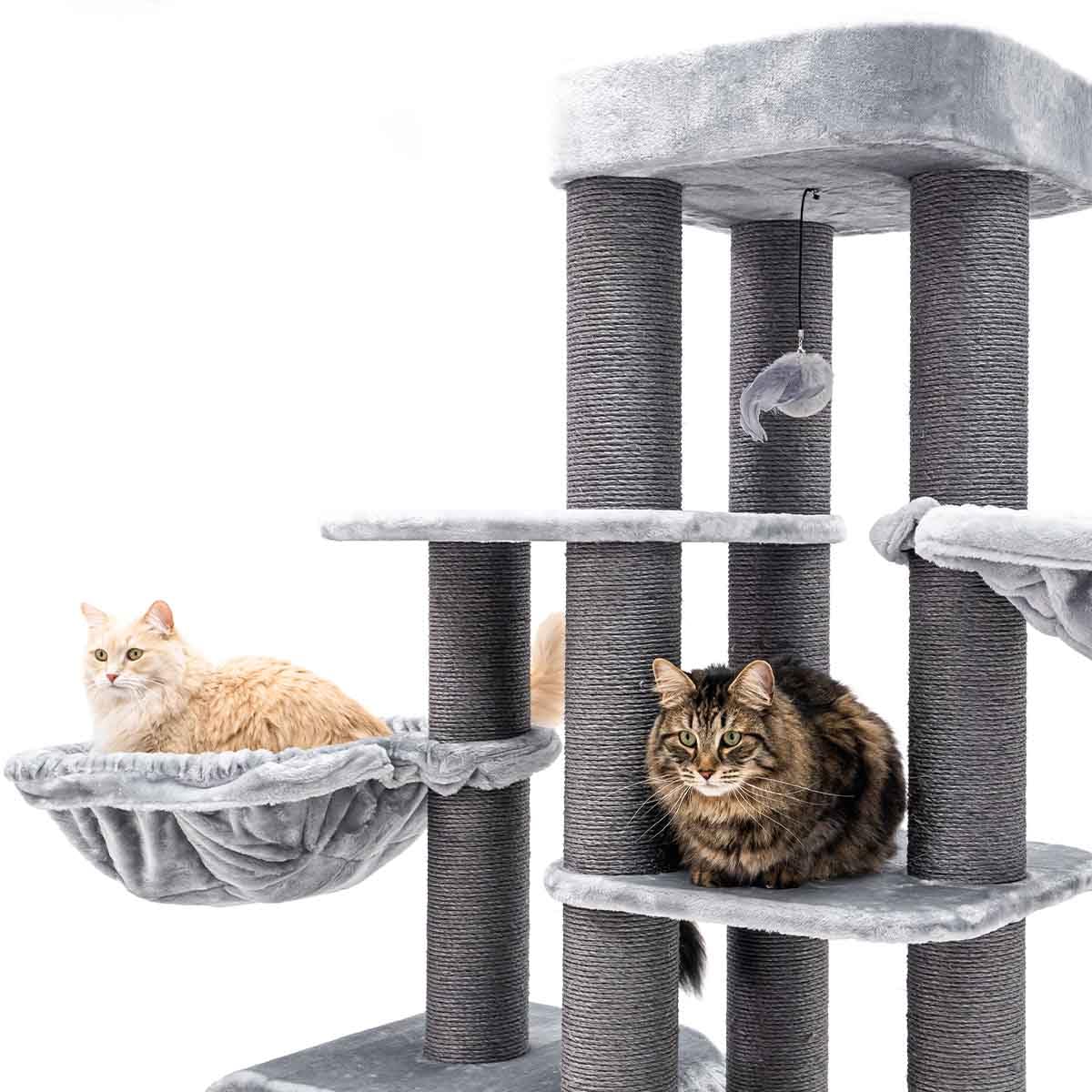 Petrebels Drapak XXL Interstate 199 cm, Maine Coon, duży drapak o grubości Ø 12 pni sizalowych, kolor szary