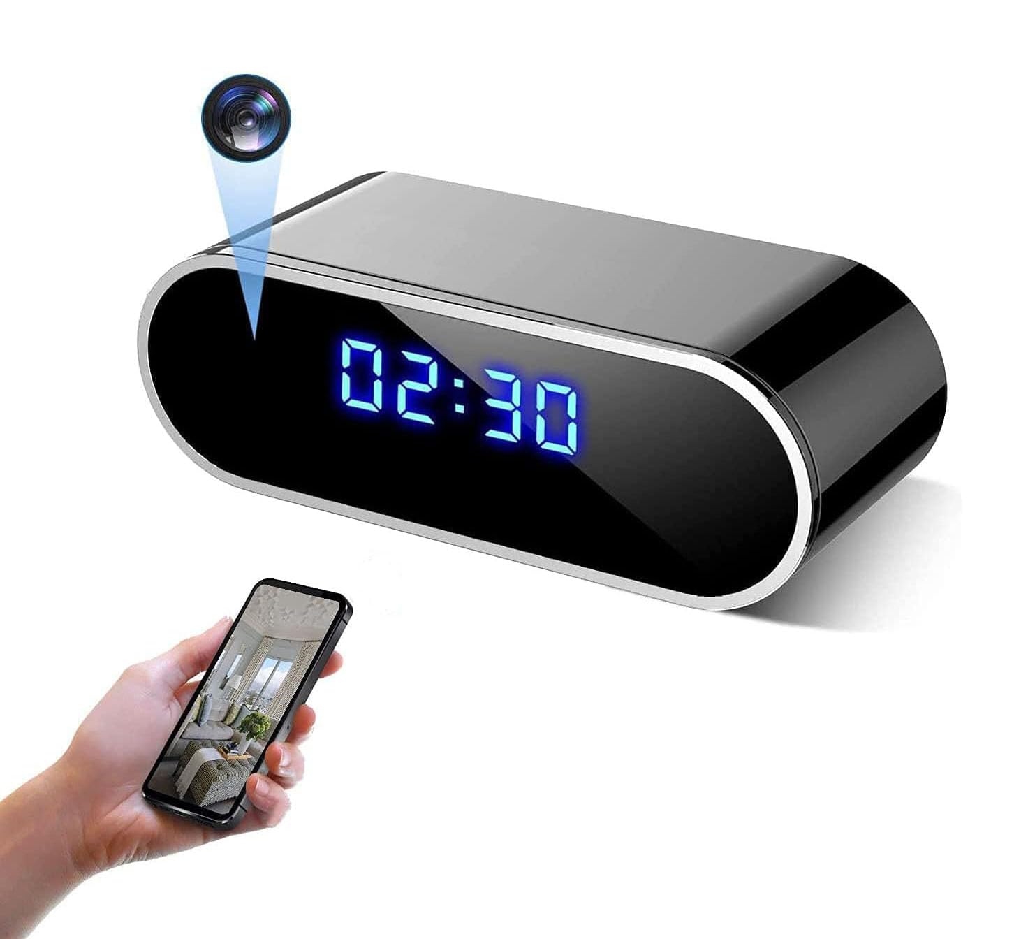 WiFi Mini DV Cámara Espía - 4K HD 1080P Despertador Grabador de Vídeo Inalámbrico Visión Nocturna Sensor de Detección de Movimiento Seguridad en el Hogar DVR Monitor para Mascotas Niñera
