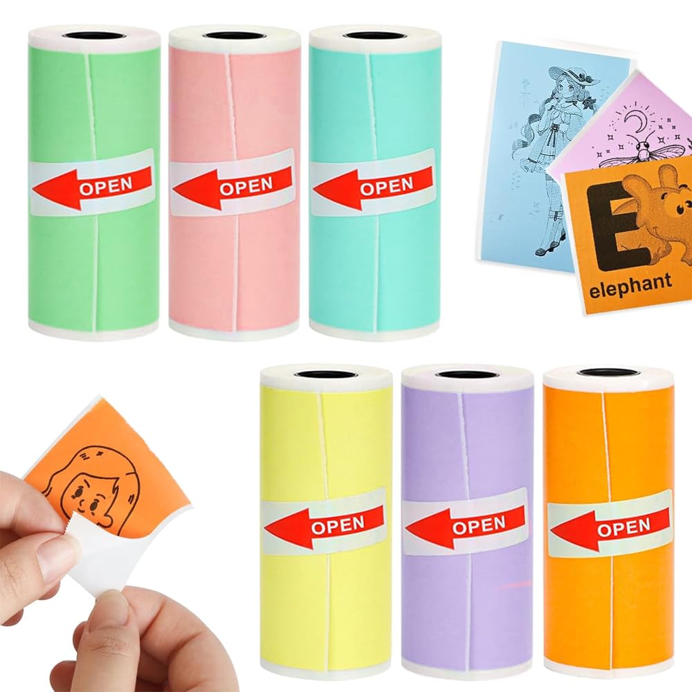 Seznik Sticky Adhesive 2 Inch Thermal Paper Rolls, Continuous 57mm Width Paper for Mini Thermal Printers (ExclusiveColor-57mm Width-Continuous Sticky Roll-Pack of 6)-picture-21