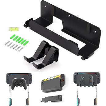 Metal Wall Mount Compatible with Nintendo Switch 2 / Switch / Switch OLED Console Metal Wall Mount Kit Shelf Accessories Compatible with Joy-Con & Pro Controller Holder