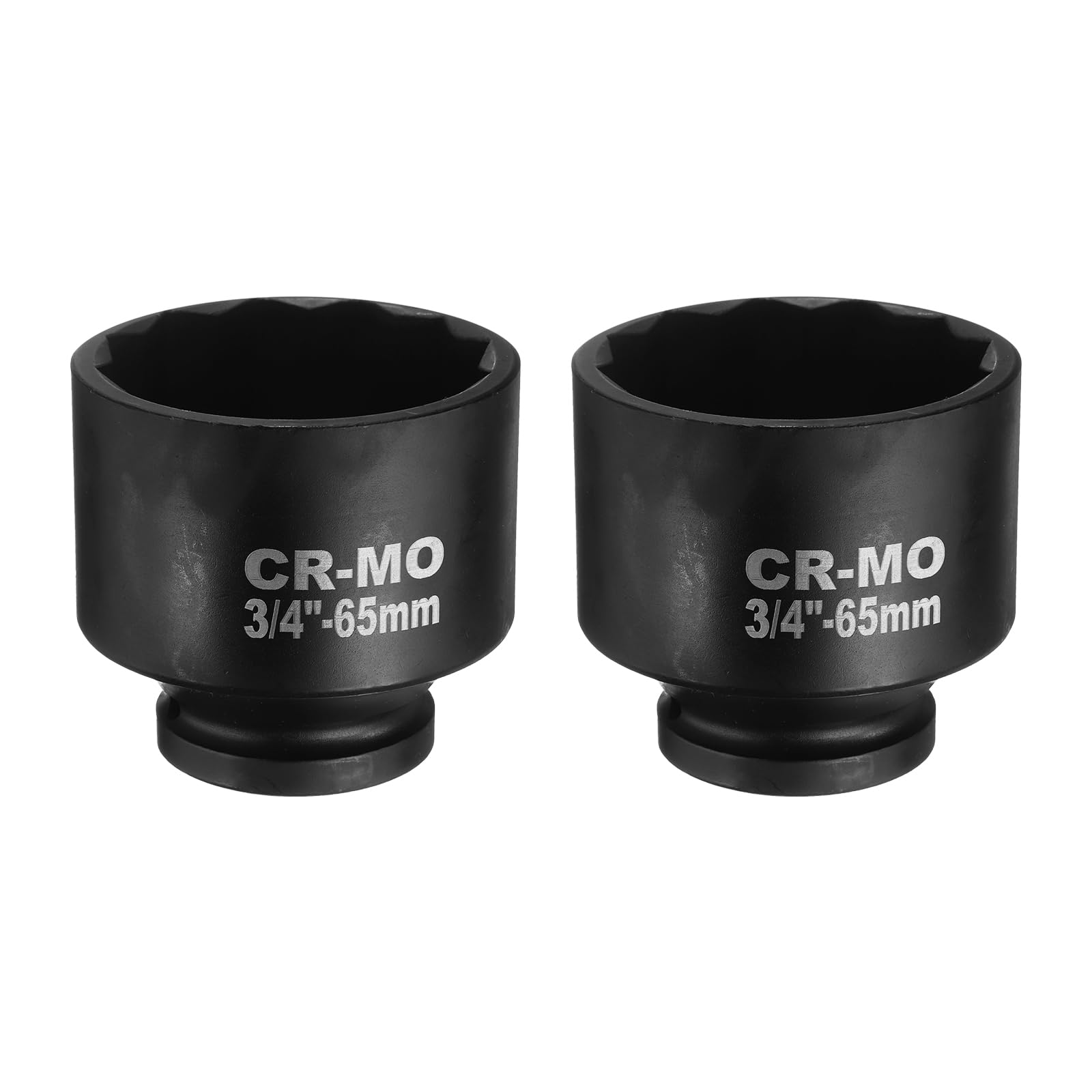 QUARKZMAN 2 sztuki 65 mm 12-punktowa wkrętarka udarowa z napędem czworokątnym 3/4", metryczna nakrętka osi wrzeciona do kluczy nasadowych, kluczy płaskich, naprawy samochodu, łatwe usuwanie