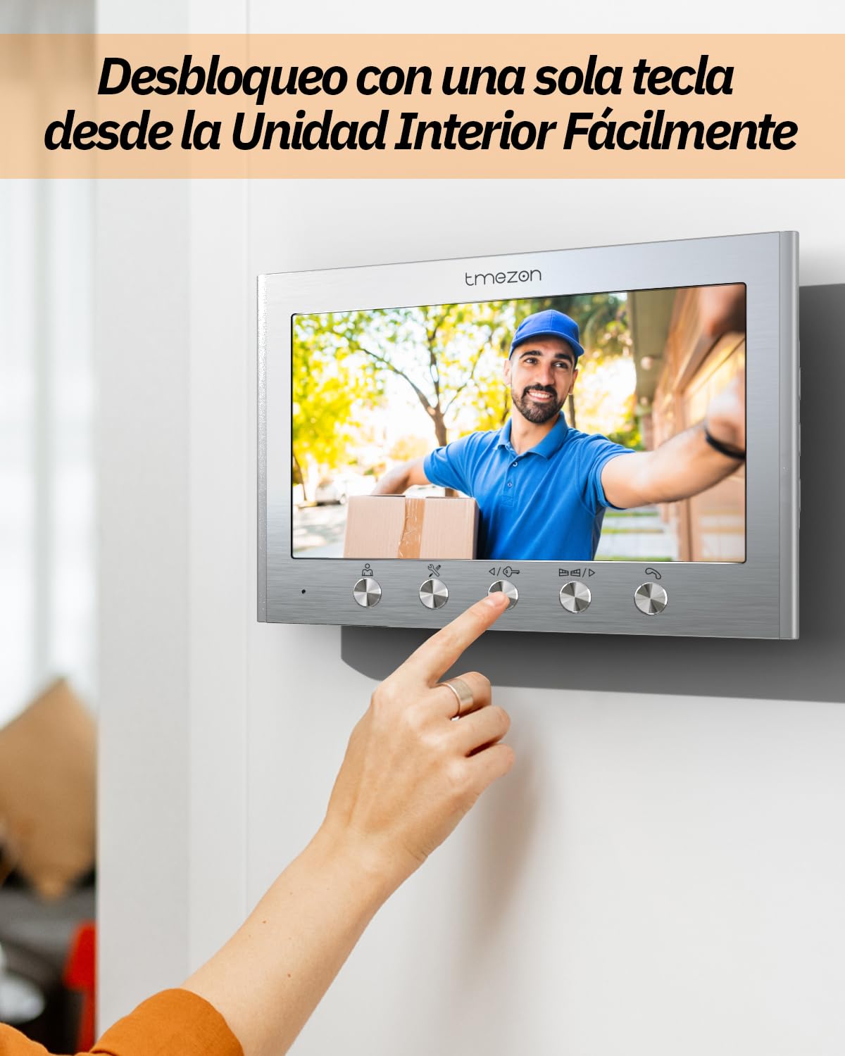 TMEZON Videoportero Sistema de Intercomunicación con 7'' Monitor a Color,HD Timbre Video Mirilla 2 Hilos,Audio bidireccional, visión Nocturna, 16 Tonos de Llamada, admite 2 bloqueos