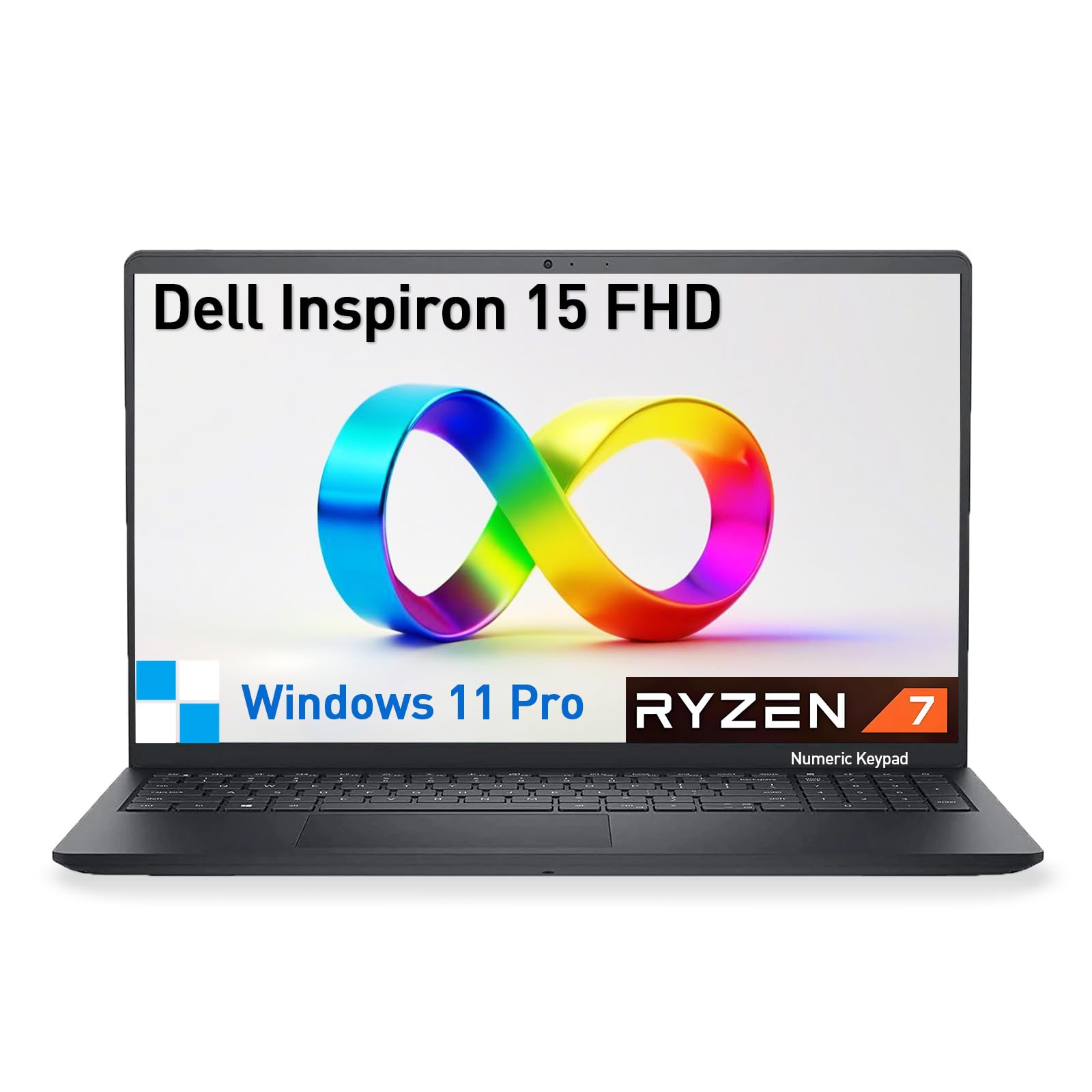Dell Inspiron 15 3000 Laptop Computer, 15.6" FHD Student &amp; Business Laptop PC | AMD Ryzen 7 (8-cores) | Windows 11 Pro | 64GB RAM 1TB SSD | 10-Key Number Pad | Black