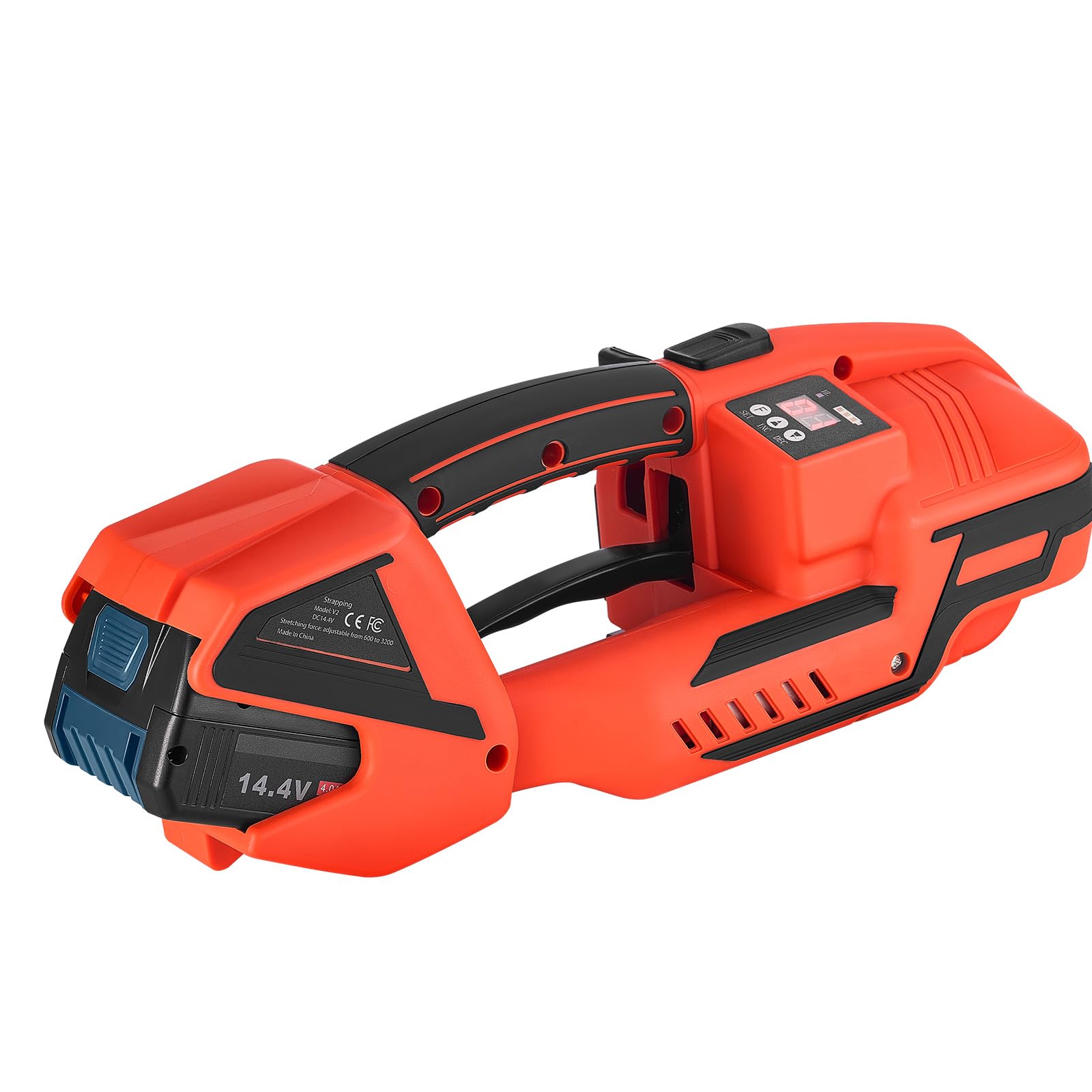 VEVOR Cercleuse électrique pour feuillards PP/PET 9-16 mm, outil de cerclage portable avec affichage numérique, avec 2 batteries de 4000 mAh, machine à cercler auto pour palettes, boîtes d'emballage
