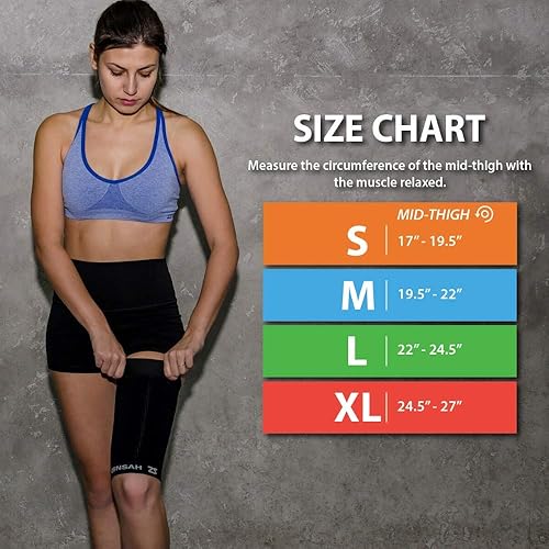 Miniatura 2 de Zensah Manga de compresión para muslos, soporte para isquiotibiales, envoltura cuádruple para hombres y mujeres, ideal para correr, deportes,