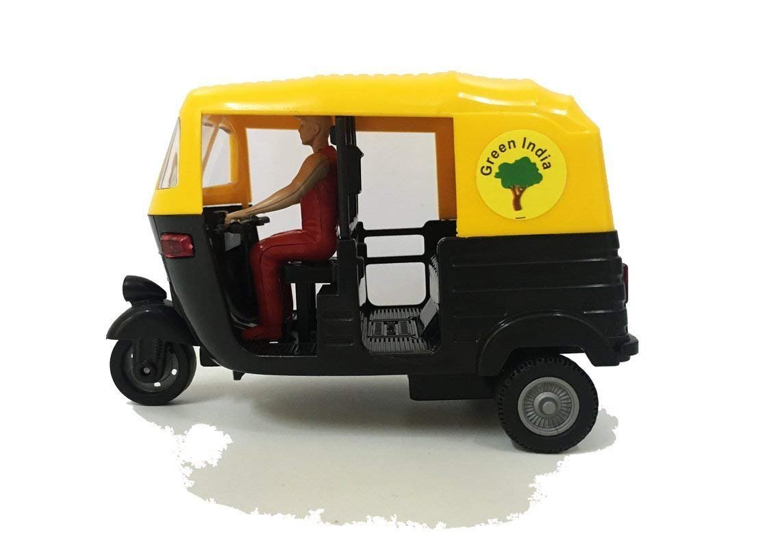 GAJUS Go-Green Mini Auto Rickshaw Toy for Kids (Color May Change)