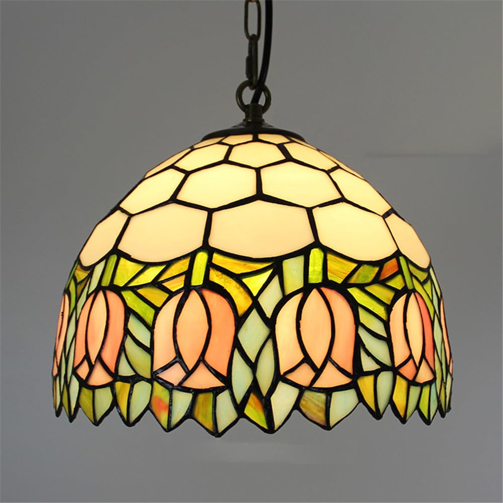 KXEcoLife Contemporary Luxury Restaurant Pendant Lamp LED American Creativity Living Room Bedroom Hotel Villa Corridor Cafe Bar Staircase Color Glass Chandelier (B D30CM)