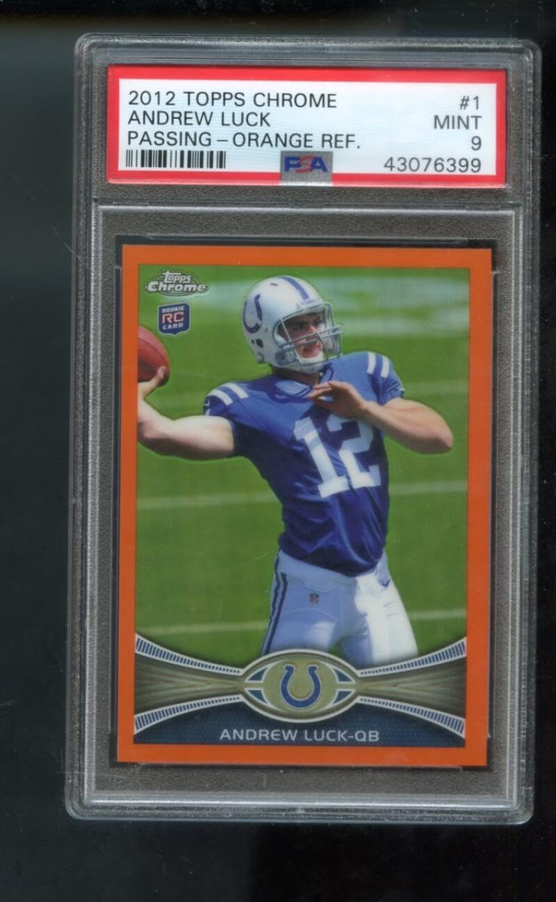 2012 Topps Chrome Passing ORANGE REFRACTOR #1 Andrew Luck ROOKIE RC PSA 9 Graded Football Card NFL Baltimore Colts