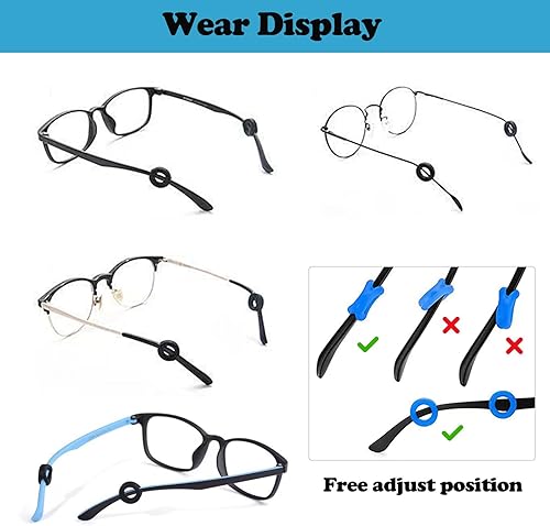 Miniatura 5 de Omnful Cojín de oreja para gafas, soporte para lentes de sol, agarre antideslizante de silicona para puntas de patillas para gafas, ganchos para las