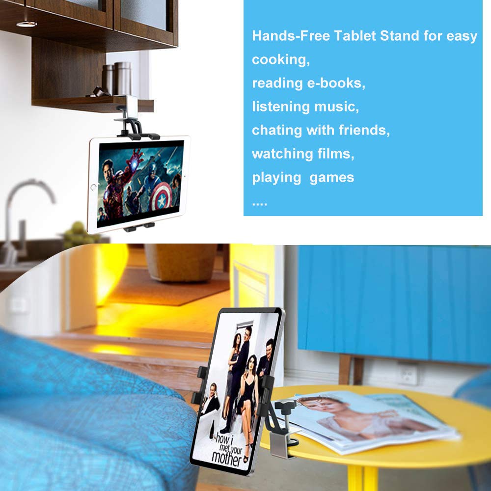 Supporto Da Tavolo Per Tablet In Alluminio – Braccio Regolabile A 360 Gradi, Compatibile 6-14,6” (iPad, Galaxy, Switch, Surface), Con Morsetto A 2 Vie
