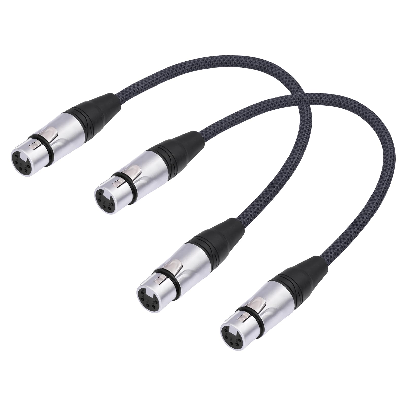 HUALEU 1FT 2-Pack 5Pin XLR Female to 5Pin Female,DMX512 5 PIN XLR Female to Female,5 PIN DMX Cable Adapter Microphone Cable dmx512 5PIN Female to