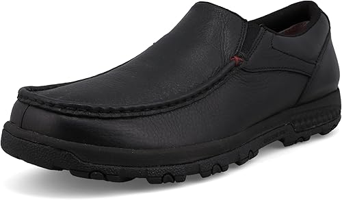 Twisted X Men's Slip-On Driving Moc, Moc Toe with CellStretch, Antique Black, 9.
