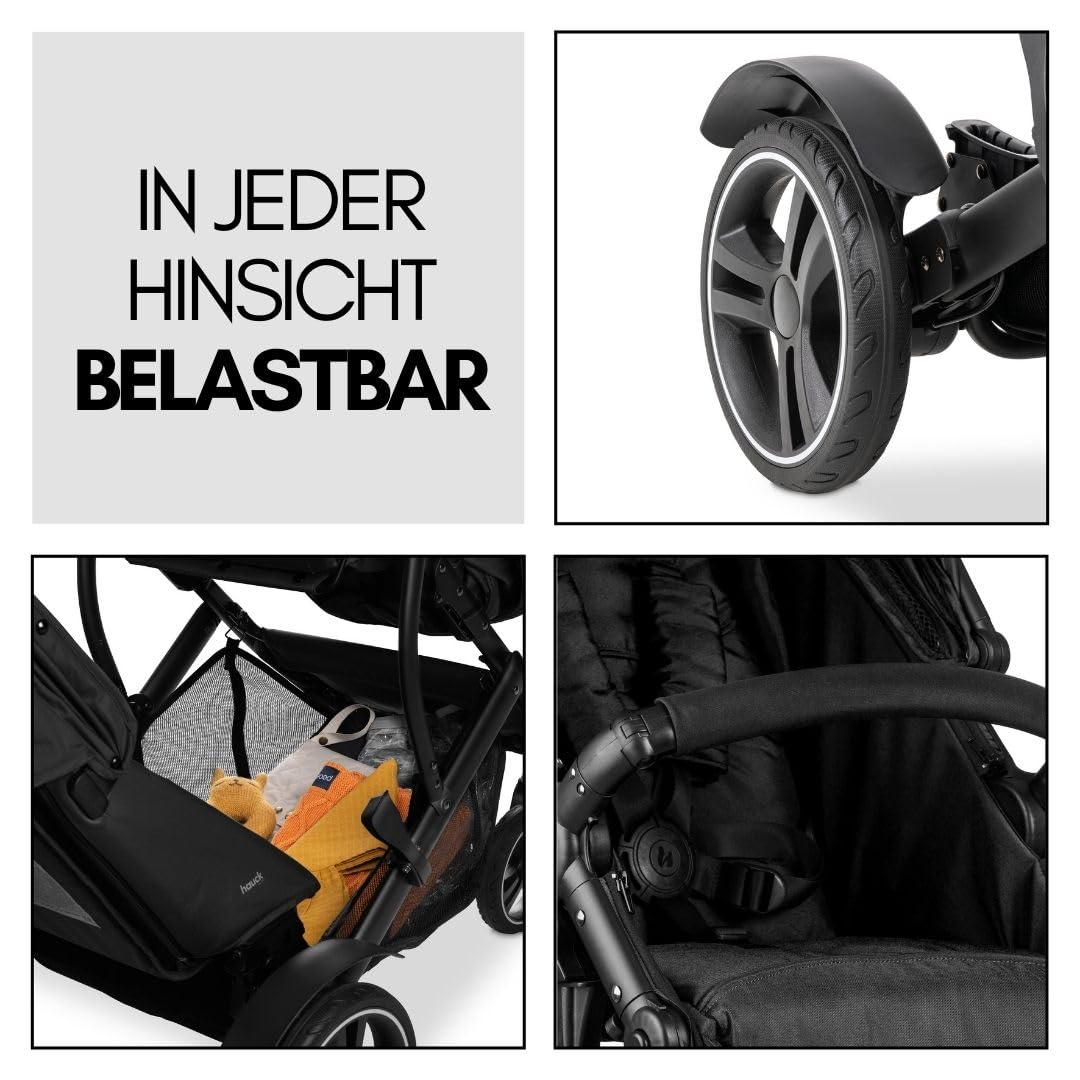 Hauck Duett 4 Geschwister Kinderwagen Buggy für 2 Kinder bis 36 kg Schwarz