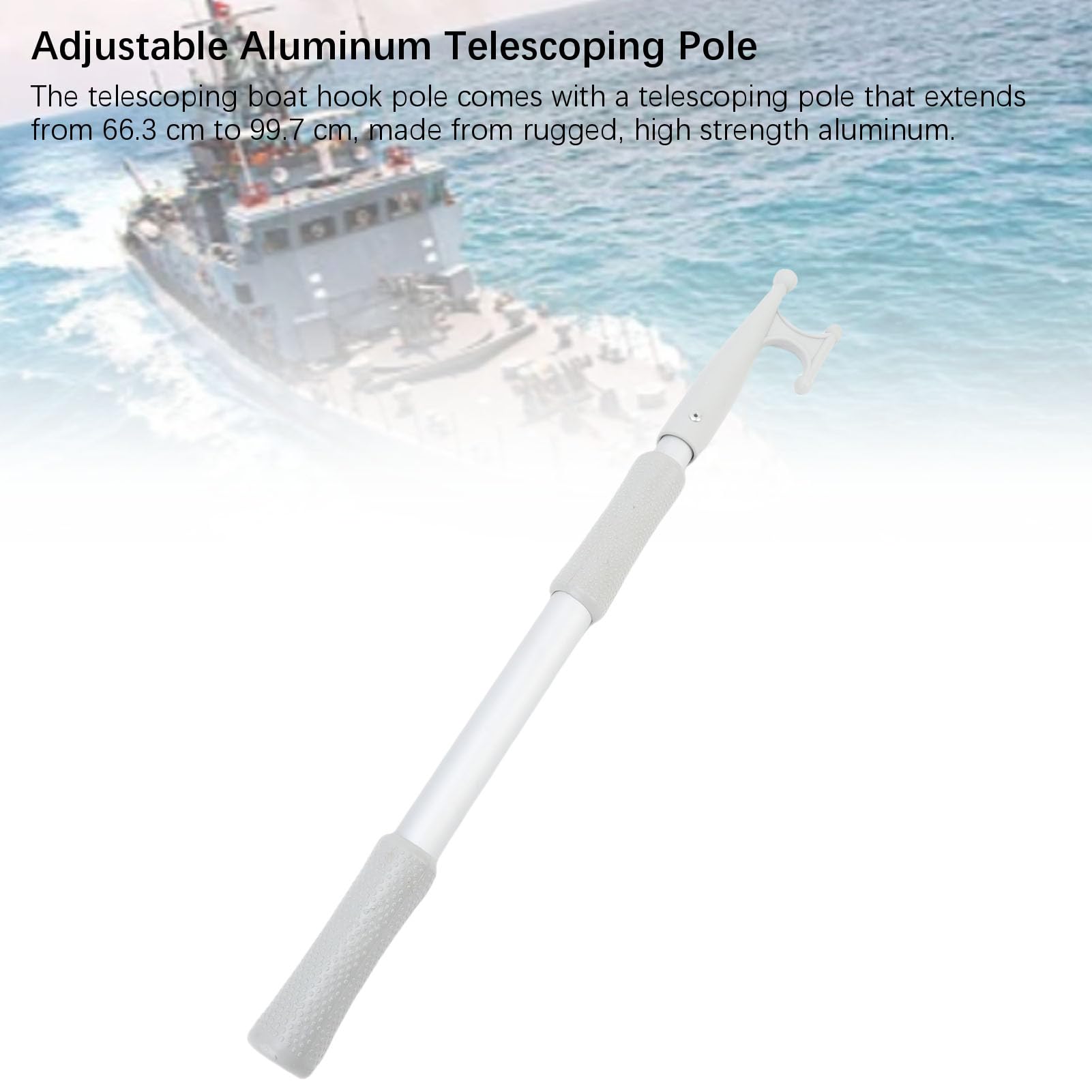 Qcwwy Gancio Barca Telescopico Manico in Gomma Antiscivolo Palo in Alluminio Allungabile 66,3-99,7 Cm per Le Esigenze di Ormeggio e di Navigazione Serie di Yacht per Barche
