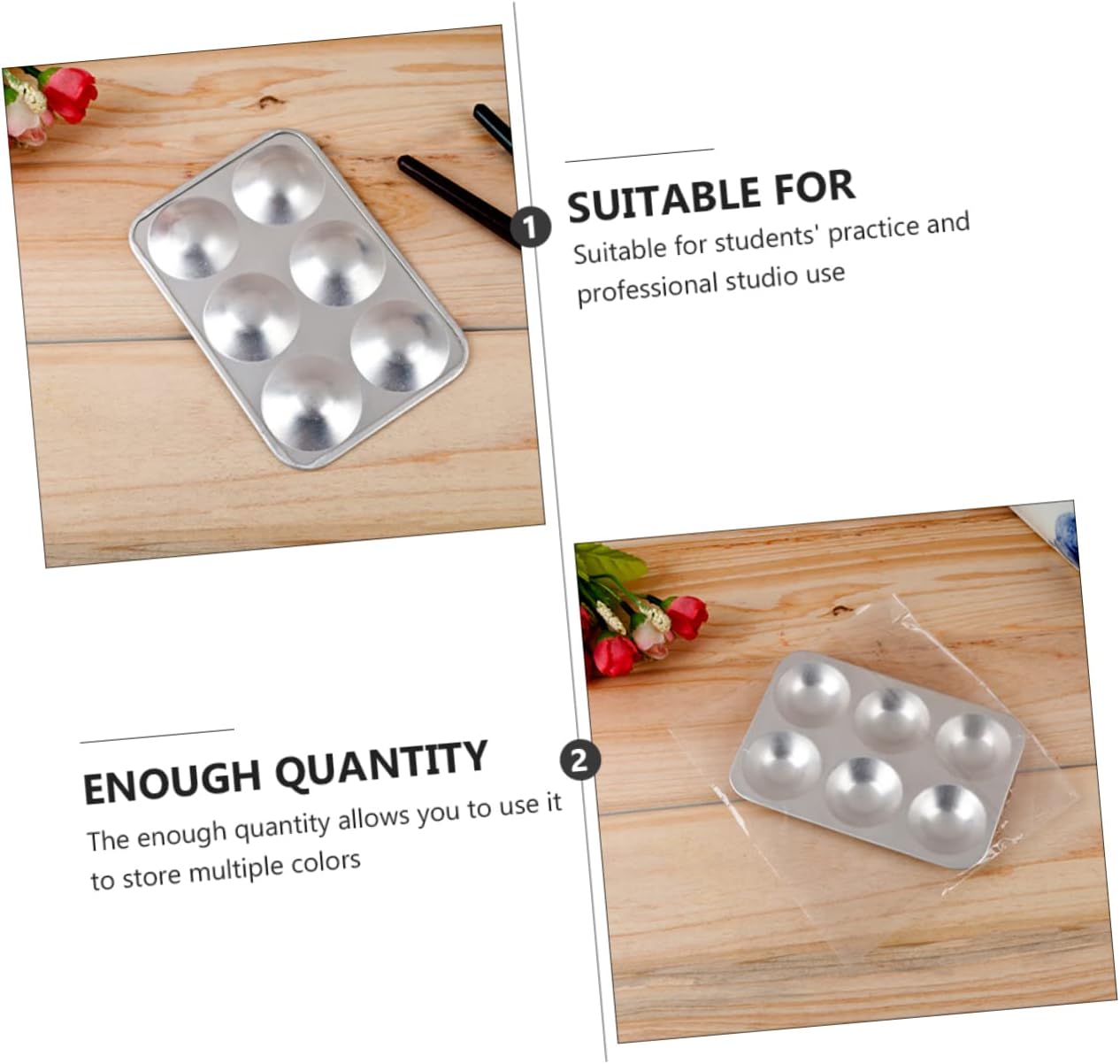 2pcs Aluminum Pigment Mixing Trays Palette for Oil Painting Artists Paint Tray