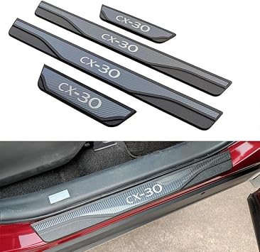 Car Door sill Scuff Protector for Mazda CX-30 CX30 2020-2024 Accessories, Parts Door Sill Cover Scuff Plate Strip Guard ProtectionCarbon Fiber Texture