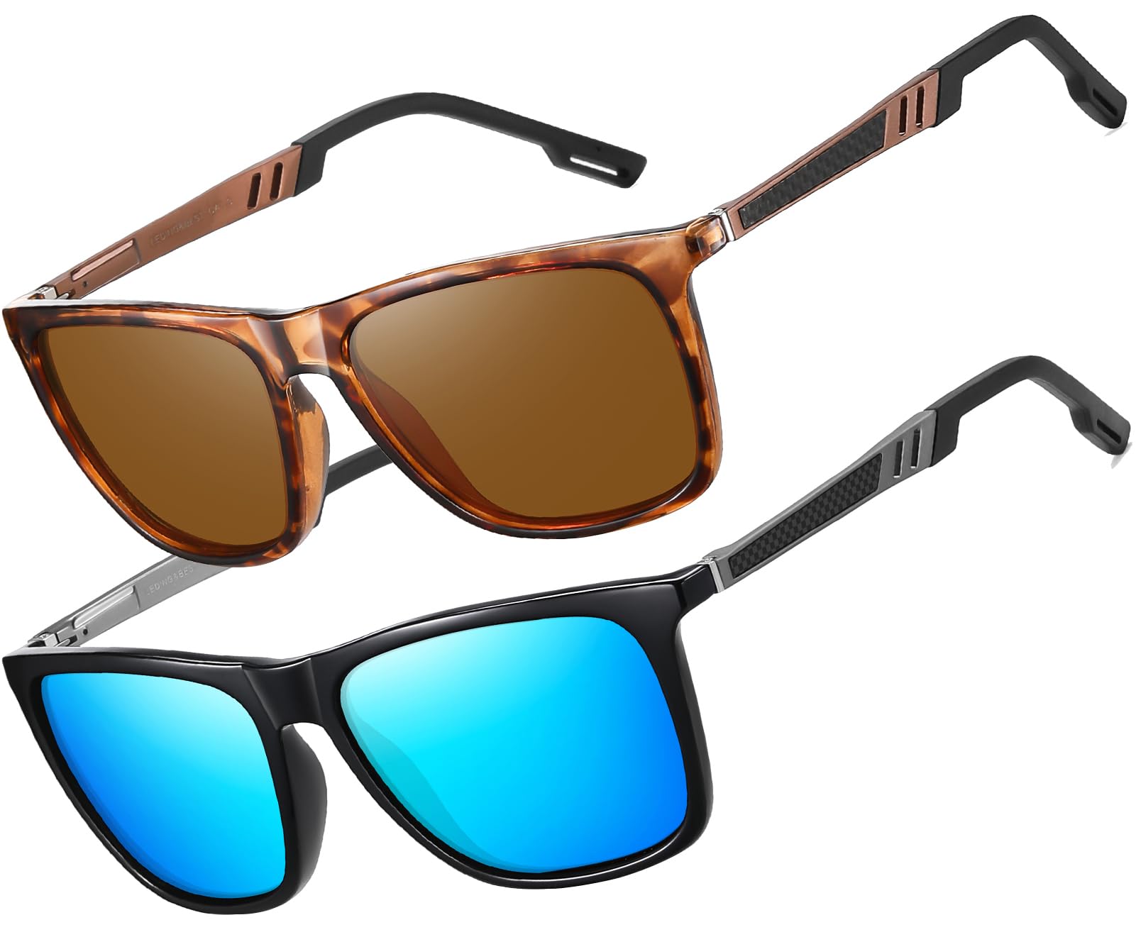 LEDING&BEST Polarised Sunglasses Mens Womens Lightweight Square Frame 100% UV Protection for Driving Fishing Travel Sports Sun glasses