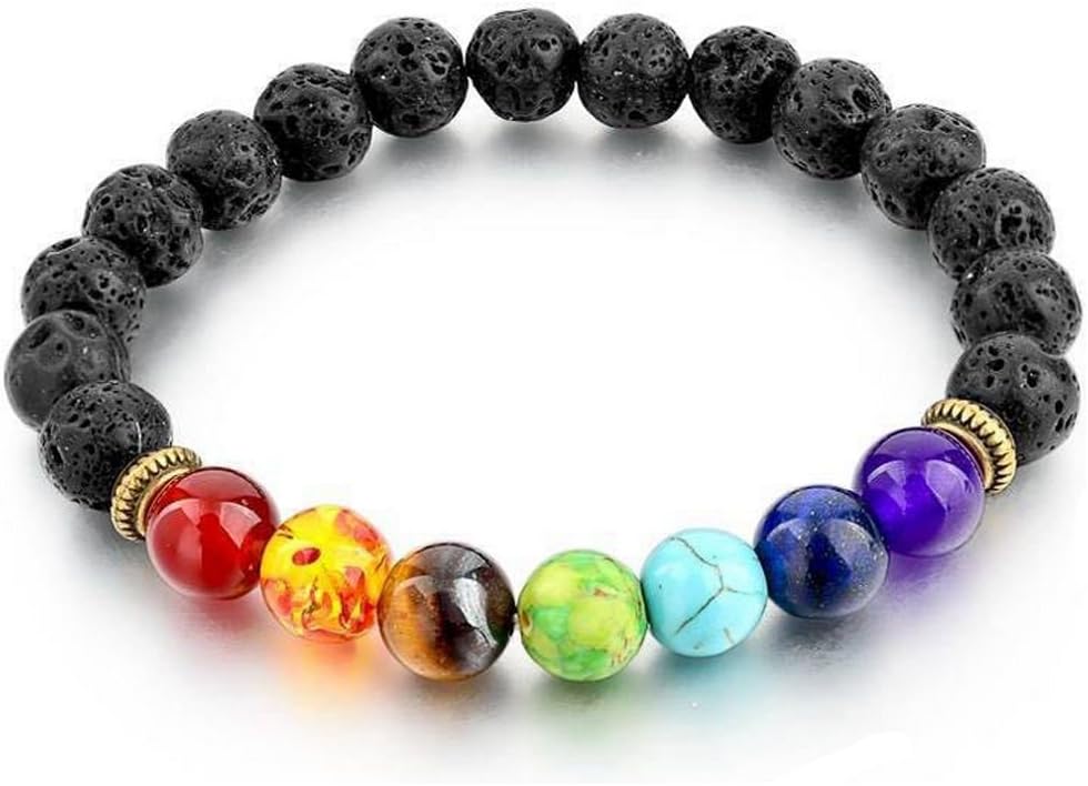 ZHICHEN 7 Chakra Tibetan Buddhist Prayer Mala Bracelet Natural Stone Yoga Bracelet Bangle with Free Bag