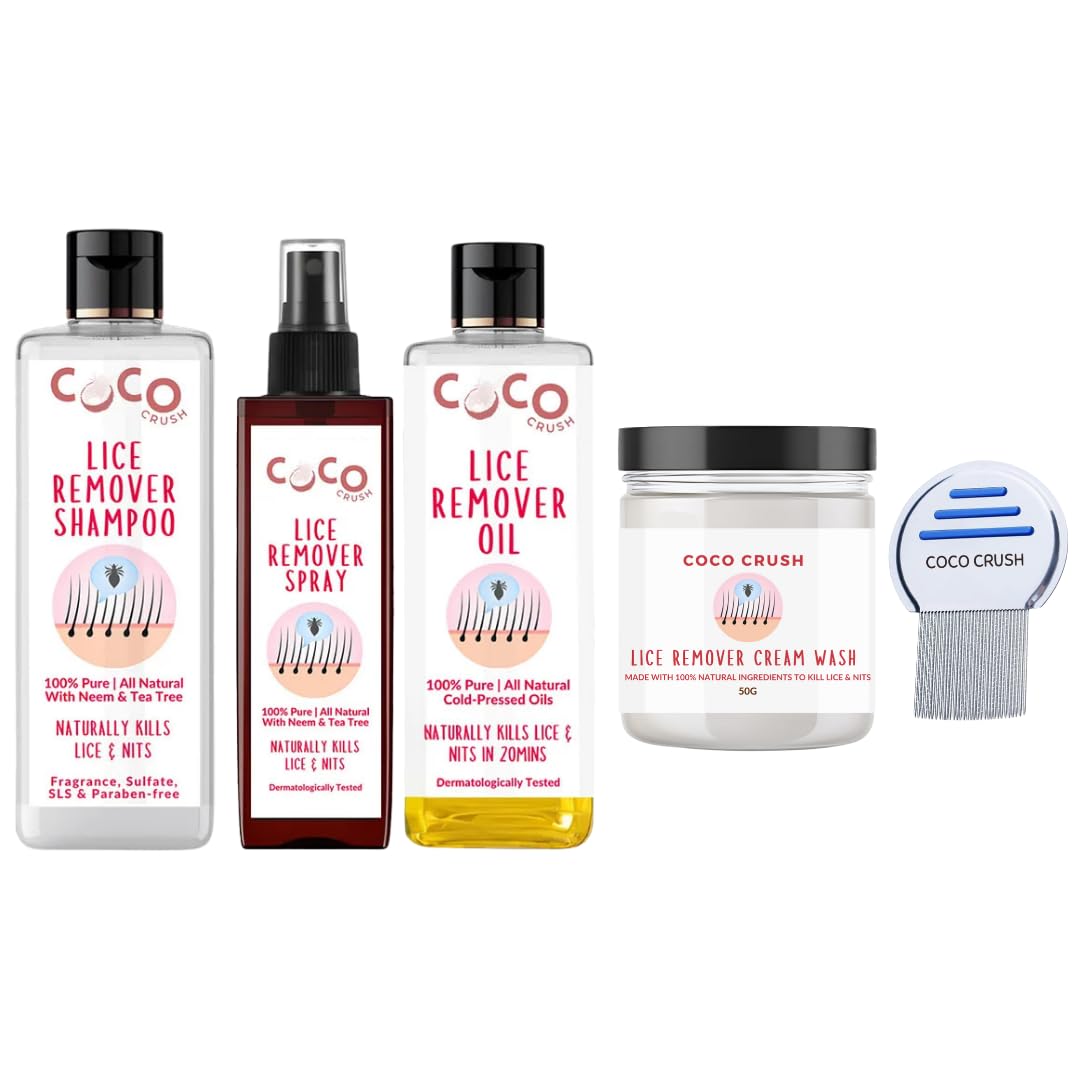 Ayurvedic Anti-Lice Treatment Bundle: Shampoo 50ML, Oil 100ML, Spray 50ML, Cream Wash 50G & Comb | 100% Natural | Single Wash Solution | Safe for Kids | Neem, Tea Tree & Camphor Enriched (250ML + Comb)-image-31