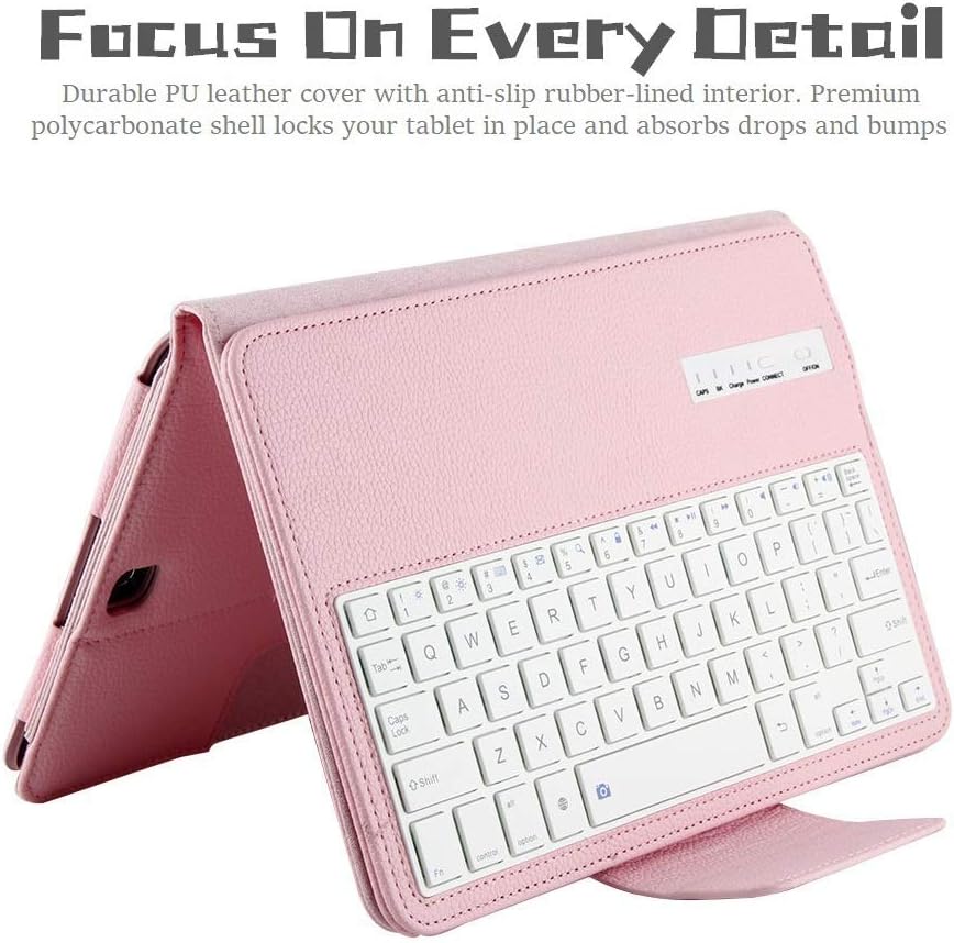 Galaxy Tab A 10.5 2018 Keyboard Case with Screen Protector & Stylus, REAL-EAGLE Slim Separable Fit PU Leather Case Cover Wireless Keyboard for Samsung Galaxy Tab A 10.5 Inch 2018 SM-T590/T595, Pink