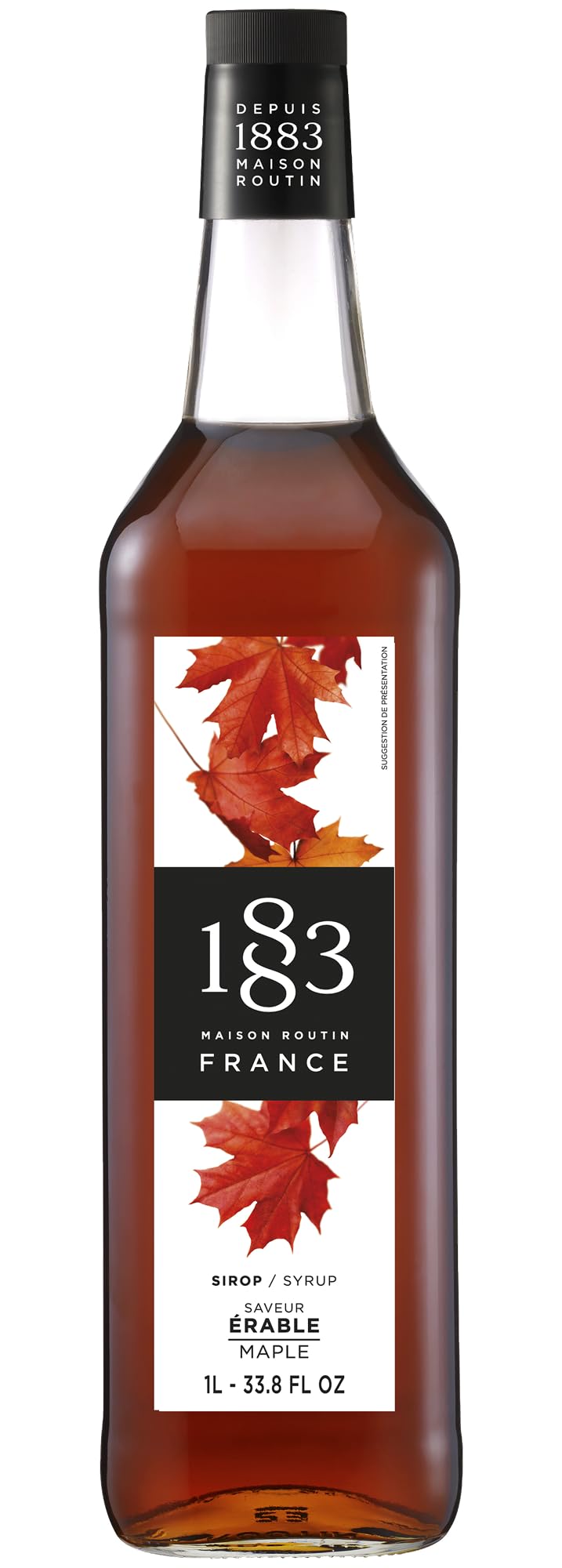 1883 Maison Routin Premium Maple Flavoured Syrup for Iced Tea, Coffee, Cocktails, Mocktails, Milkshakes, Desserts Glass 1L