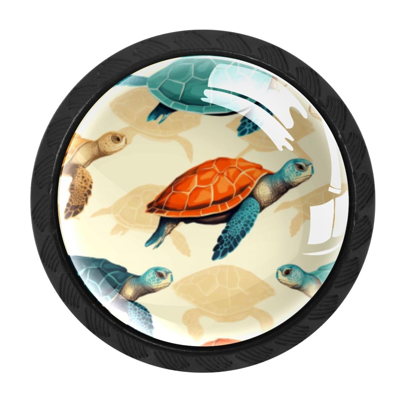 Chenzzzz Multicolored 08 4 Pieces Sea Turtle Drawer Knobs, 35Mm Black Cabinet Knobs, Drawer Pulls And Knobs, Dresser Drawer Knobs, Cabinet Hardware Kitchen Cabinet Knobs