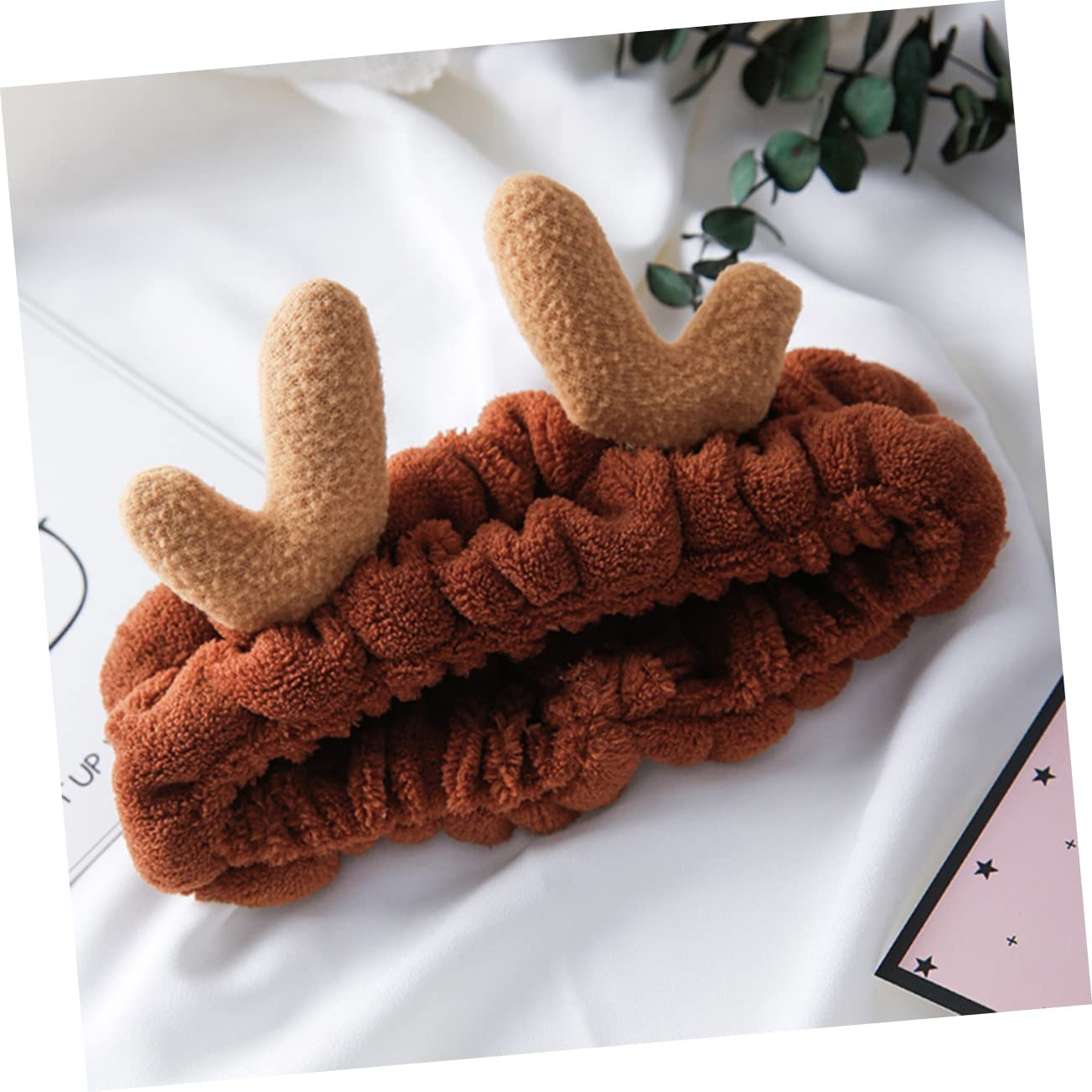 Beavorty 1PCS Reindeer Christmas Headband Antler Headband Plush Wash Face Spa Headwrap Adjustable Animal Ear Ladies Hairhoop Plush Hairband Miss With Ears Bath Towel for Costume Party - Image 2