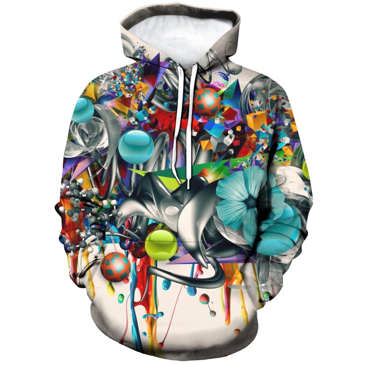 Xissazri Fashion Novelty Hip-Hop Graffiti Print Men's Hoodies Hooded Sweatshirts Pullover Unisex, Color 4, 4XL