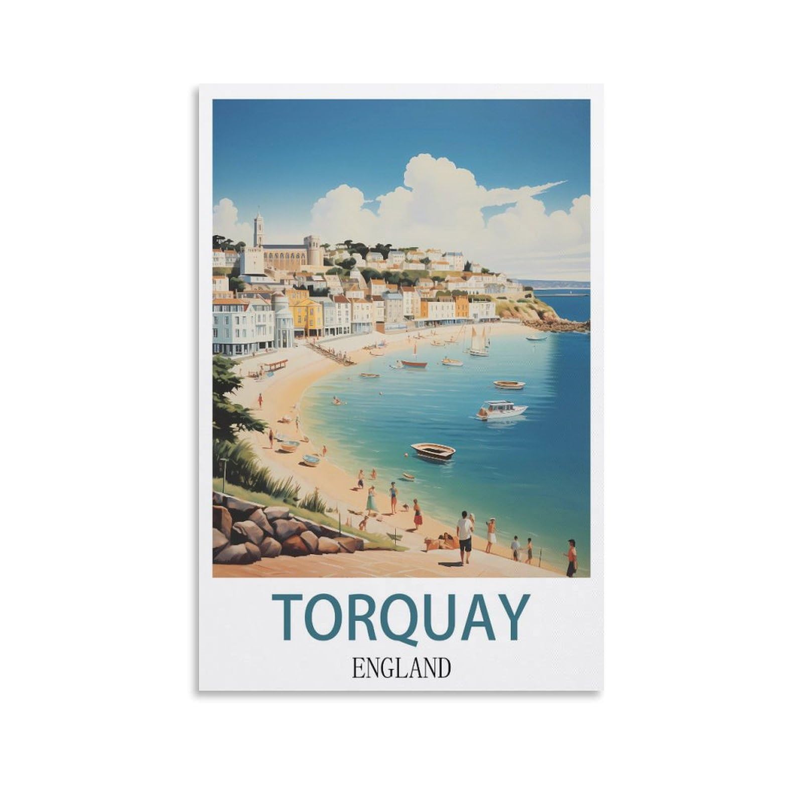 Zzhhegn Unframe-Style Torquay England Vintage Travel Posters 12X18inch(30X45cm) Canvas Art Poster And Wall Art Picture Print Modern Family Bedroom Decor Posters