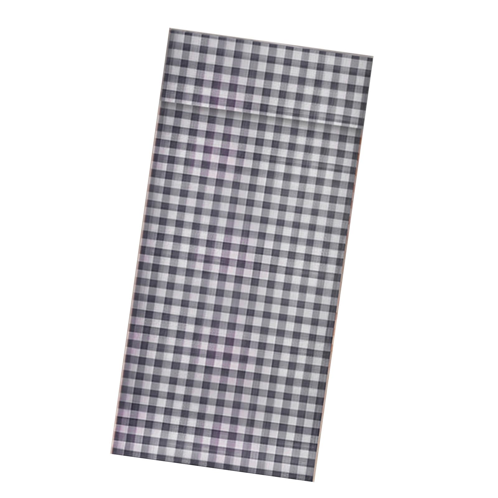 Buxuaaaa Adhesive Door Curtain Classical Checkered Pattern Barrier Privacy Thermal Insulated Tie Up Window Shade Living Room Bedroom Curtain