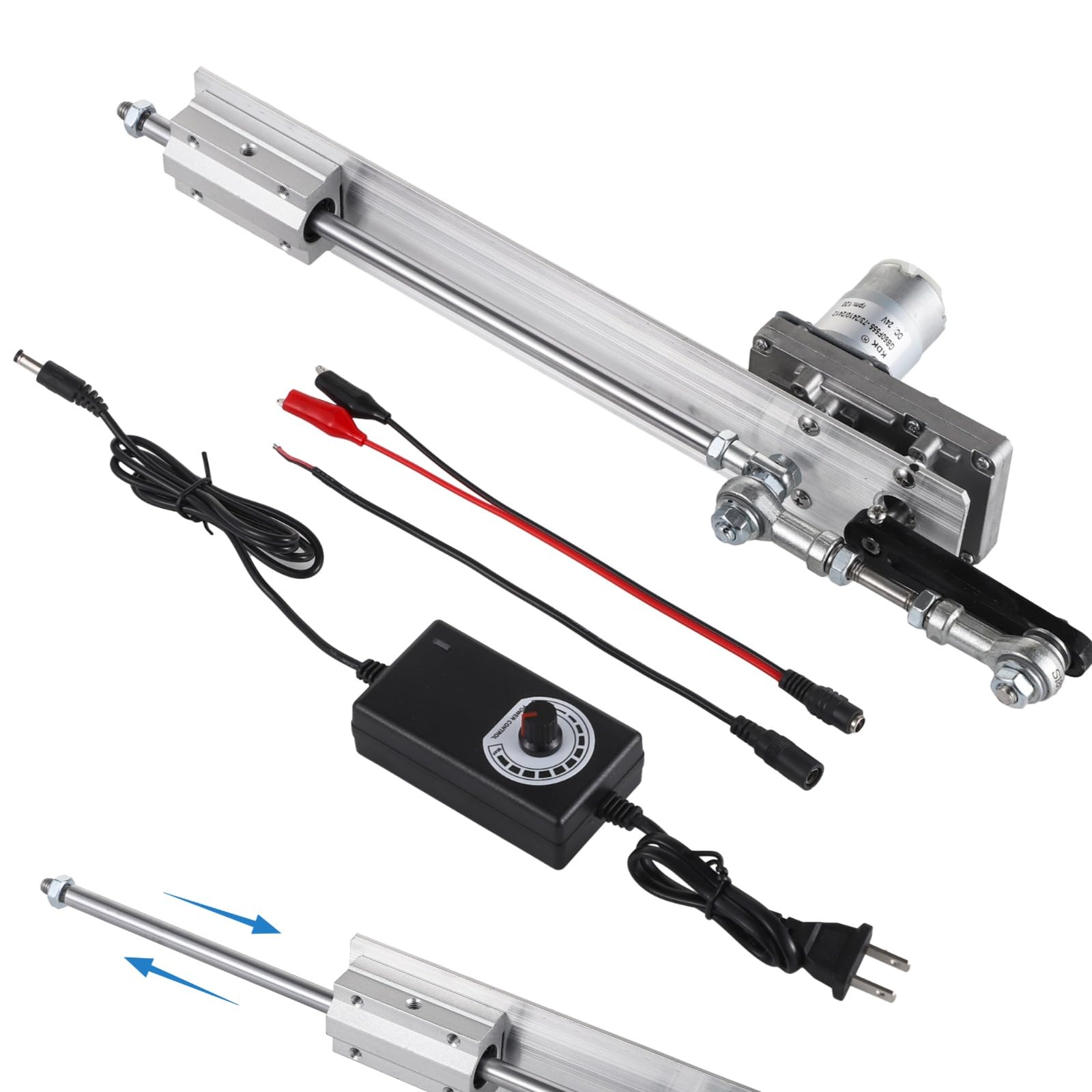 DIY Reciprocating Linear Actuator, DC 24V 120rpm, DIY Motor with Adjustable Stroke 1.18-5.9" & Power Control Adapter, High Torque to 40 lbs, Thrusting