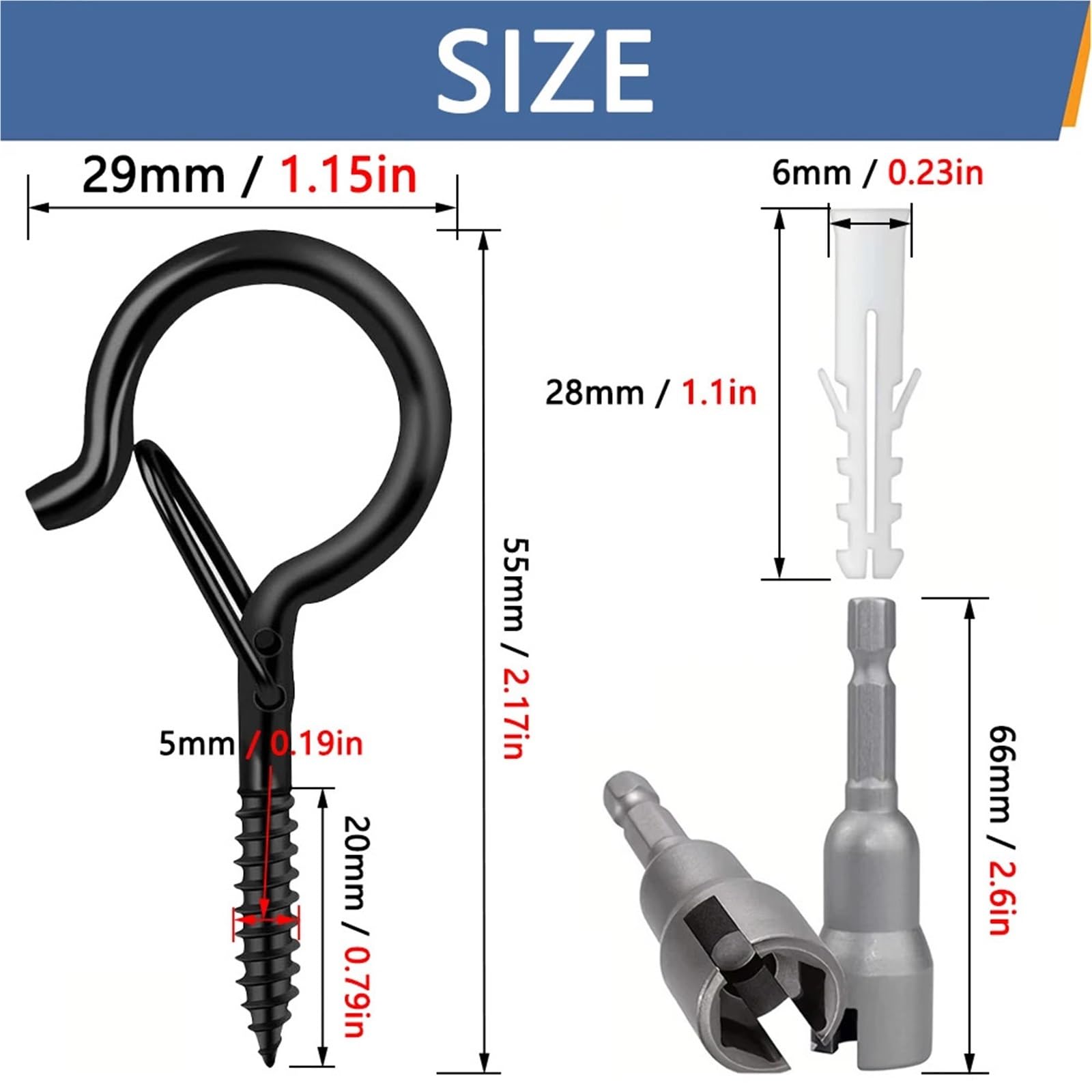 Metalowe haczyki sufitowe, Wielofunkcyjne haki sufitowe z czarnego metalu z klamrą zabezpieczającą, opakowanie 10/20/50 szt.(50PCS)