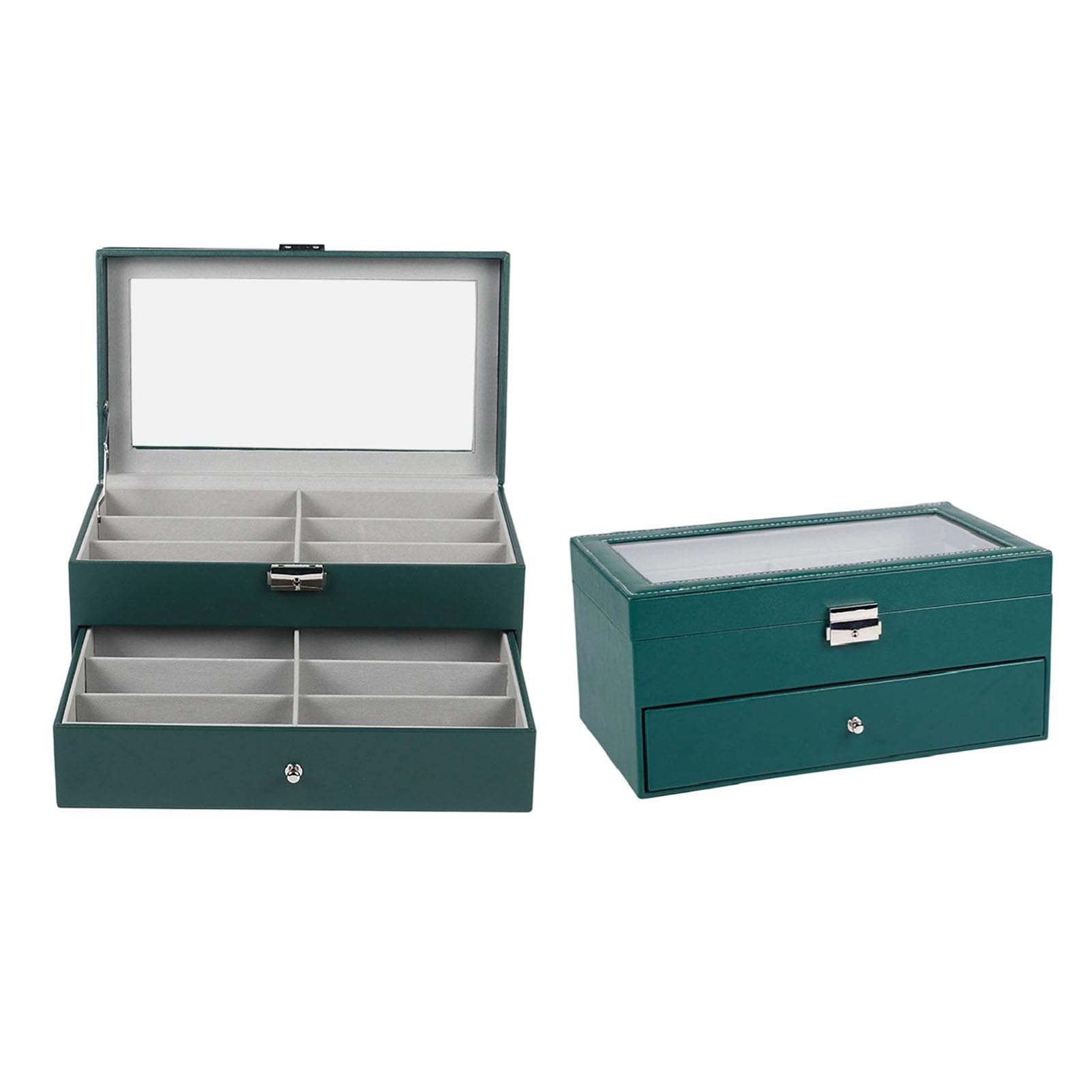 GOWENIC Vetrina per Occhiali da Sole in Pelle PU | Organizer per Occhiali con Serratura a 12 Slot per Orologi Gioielli da Viaggio a Casa