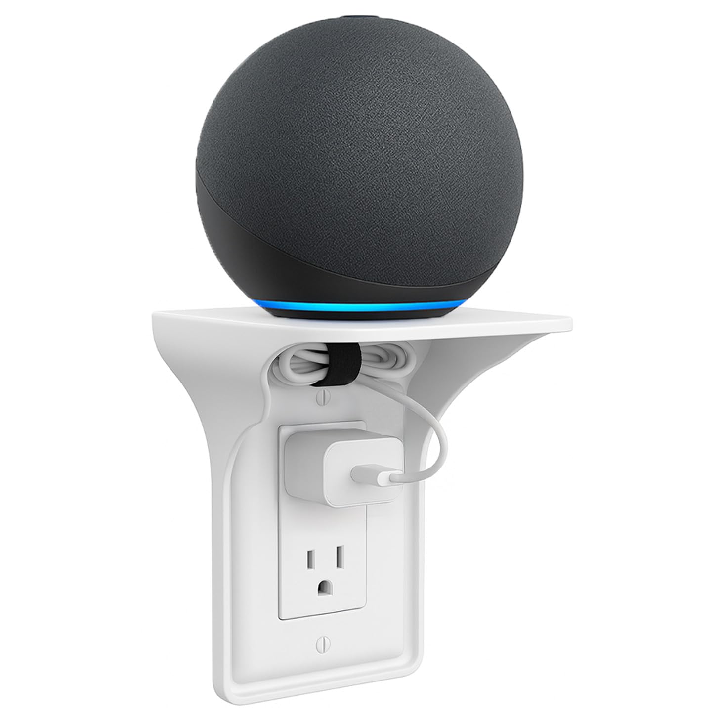 Outlet Shelf Wall Mount Organizer for Echo Dot HomePod Mini Alexa and Smart Home Devices Bathroom Space Saver