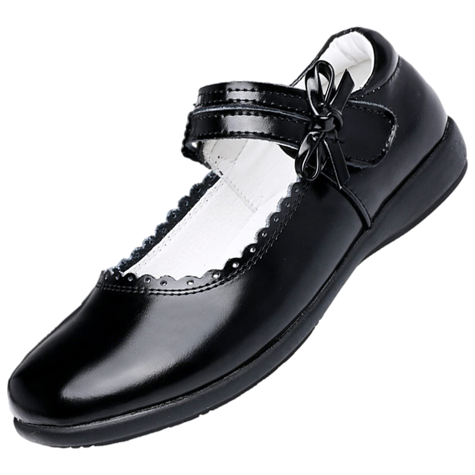 rismart Niñas Inteligente Bucle De Gancho Vestido De Escuela Charol Zapatos De Vestir