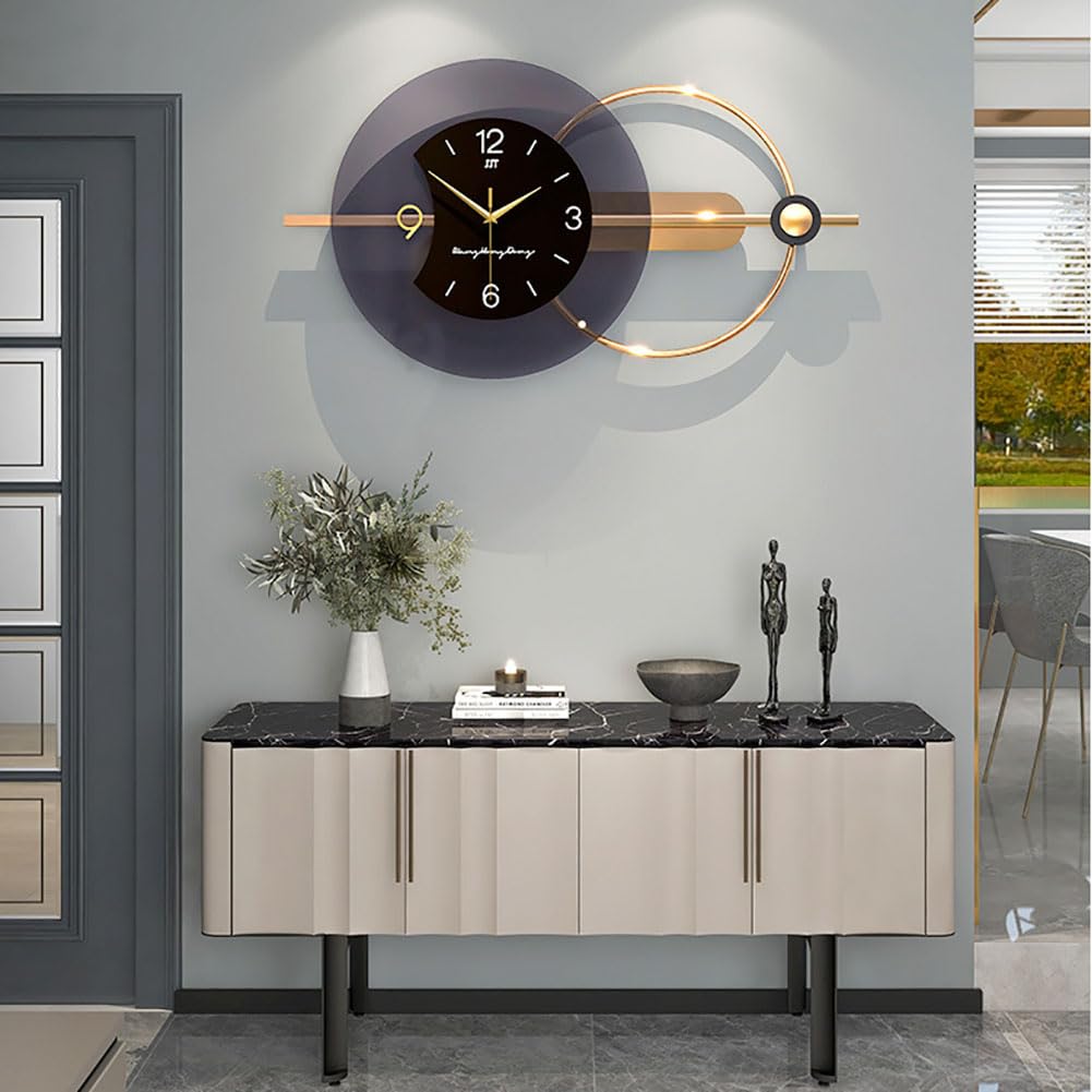 Grande horloge murale métal design moderne lisible pour salon et cuisine