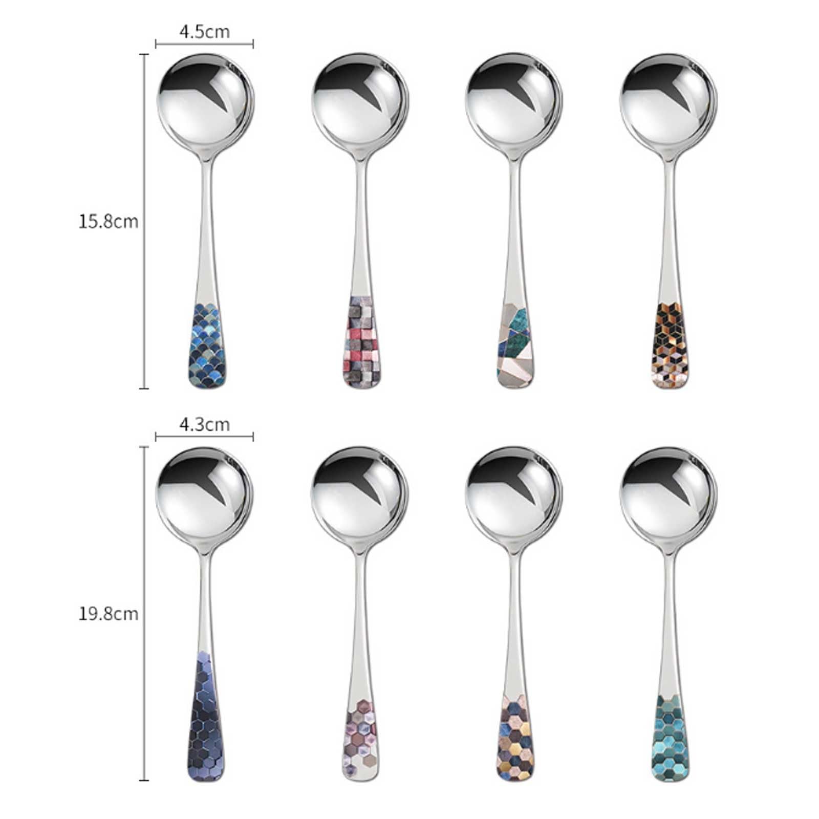 CFFQDQUANB Dinner Spoon, Soup Spoon 1 Pieces Stainless Steel Spoon Dessert Spoons Round Head Spoons Ice Cream Spoons Stirring Spoon for Tea, Dessert, Sugar Dinner Spoon