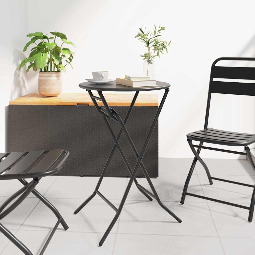 SXZenSpace Folding Garden Coffee Table Anthracite Metal 50 x 72 cm Modern Bistro Patio Outdoor Design Space-Saving for Terrace Balcony