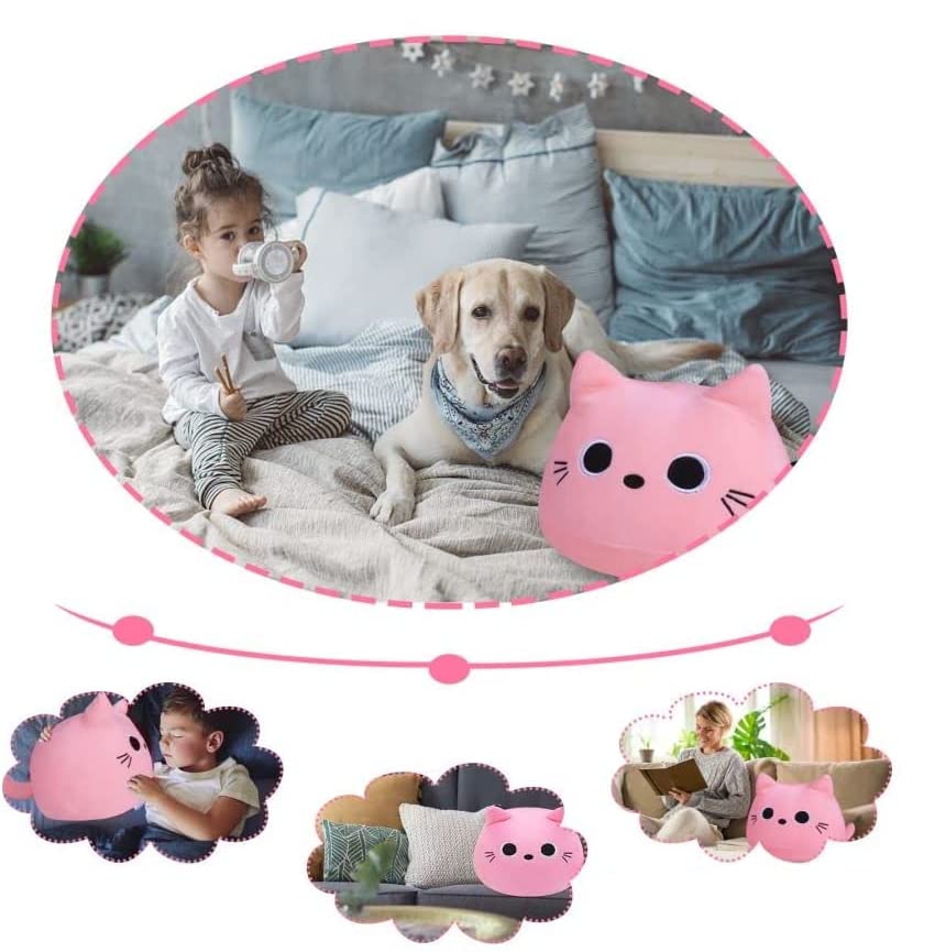 Image of 3D Pink Cat Plush Pillow, Plush Toy Pink Cat, Creative Cat Shape Pillow, Soft Cute Plushies Lumbar Cushion Decoration for Girlfriend Valentines Gift and Children Birthday Gift