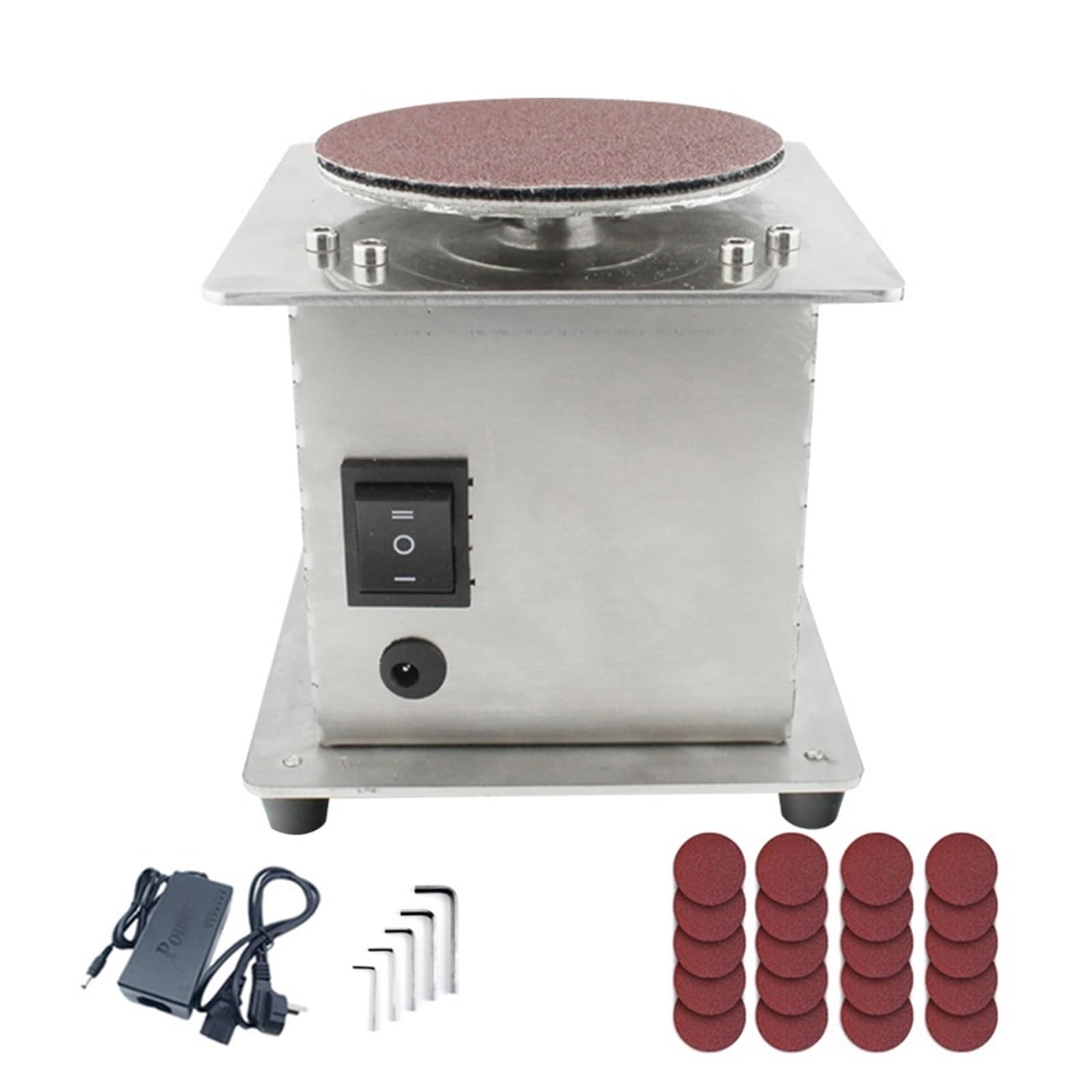Máquina pulidora, lijadora orbital Mini lijadora de discos de banco, rodillo de lijado, afilador de bordes eléctrico, máquina de molienda de sobremesa autoadhesiva de 7 velocidades Variables para lija