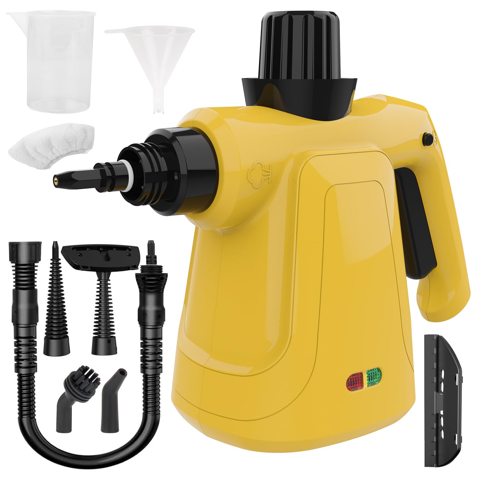 Steam Cleaner for Home, Pressurized HandHeld Steamer for Cleaning with 10pcs Accessories and Safety Lock, Multi-Surface & Powerful Home Use Steamer for Cleaning, Car, Bathroom, Window, Grime - Yellow