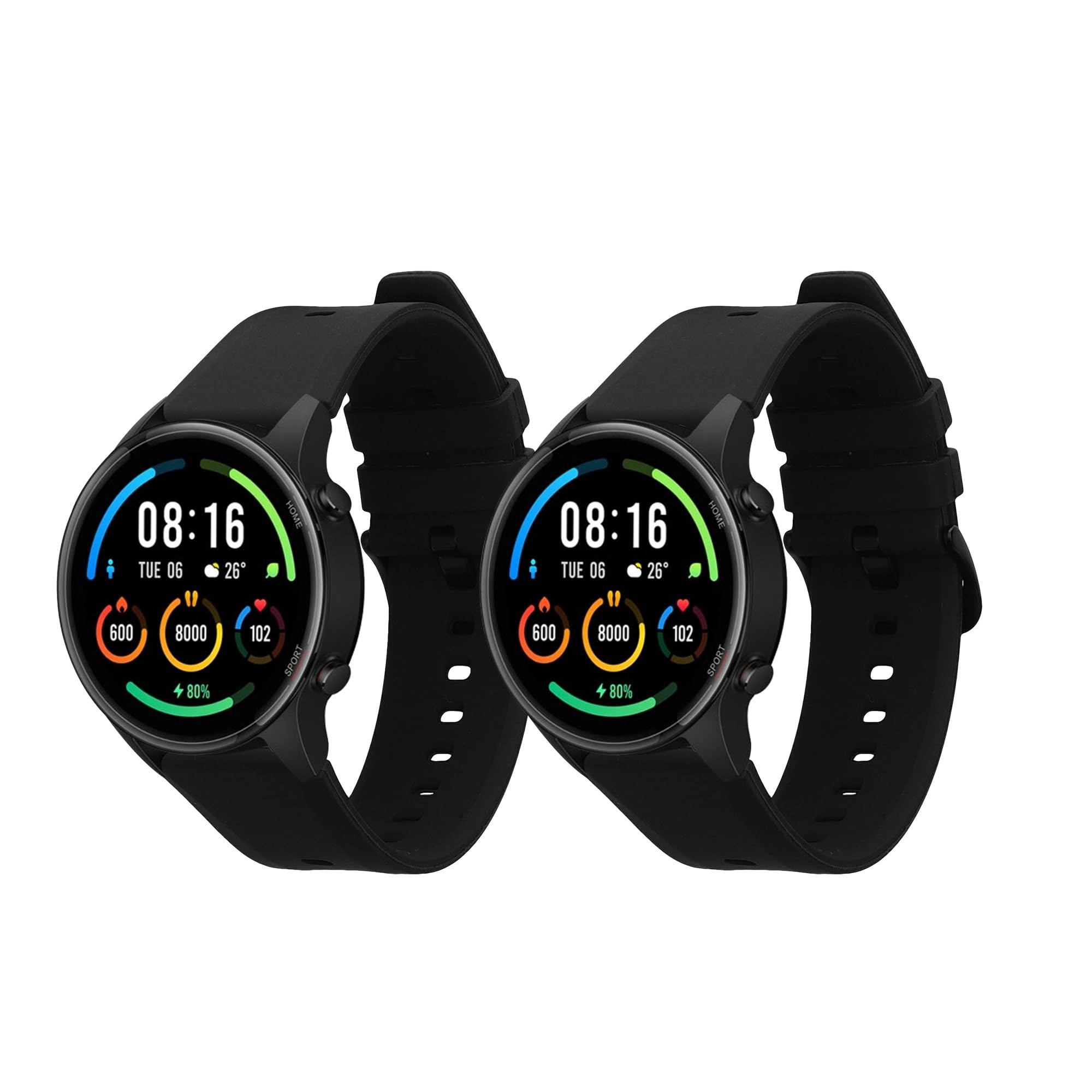 kwmobile Straps Compatible with Xiaomi Mi Watch/Mi Watch Color Sport Straps - 2x Replacement Silicone Watch Bands - Black/Dark Blue