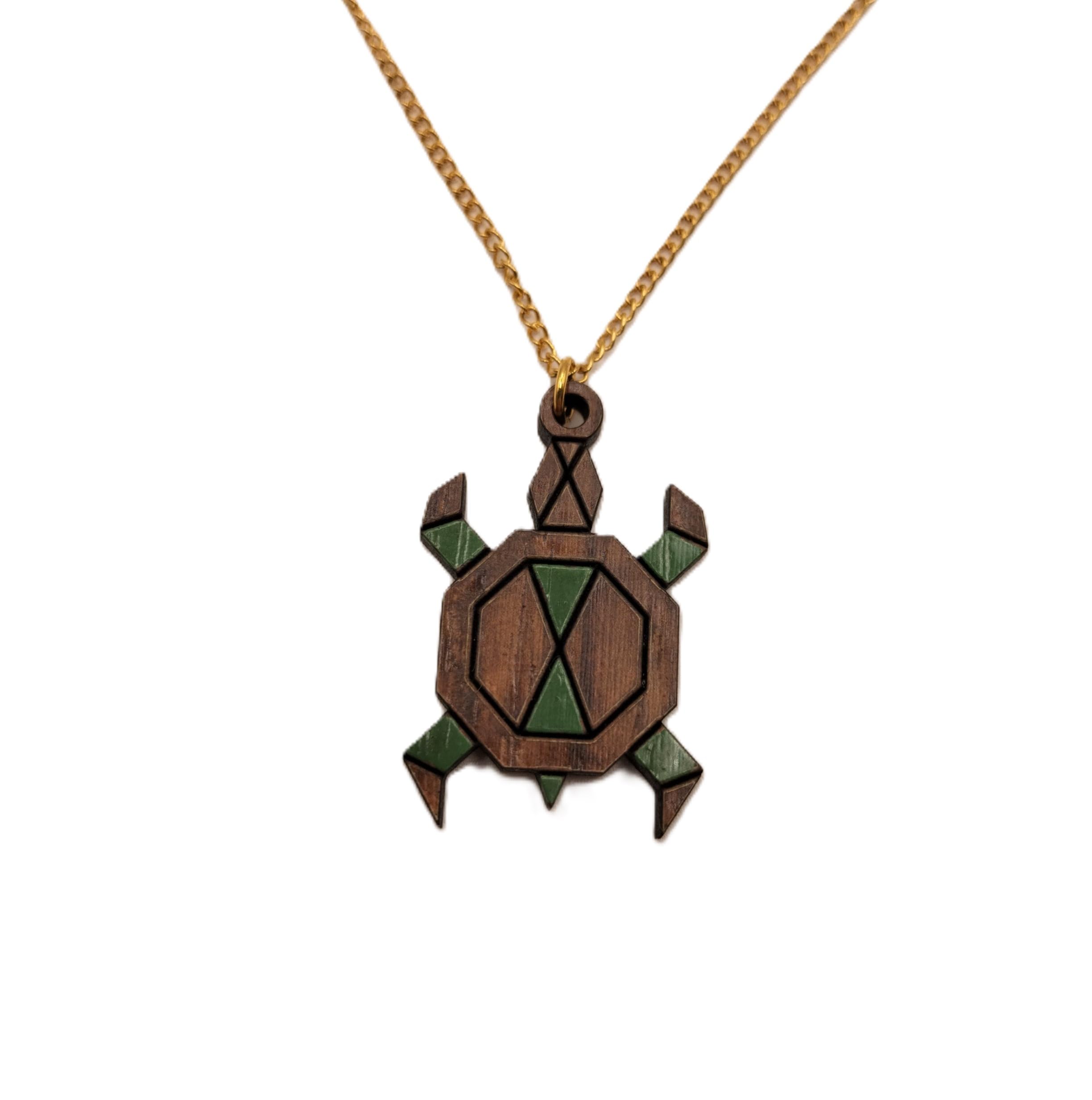Sastree Colgante Tortuga Original Mujer Verde | Edición Limitada Sas365 (Solo 365 Unidades) | Madera Sostenible Pintado a Mano | Regalo Exclusivo Amantes del Mar y Paz (Acero Inox Oro)