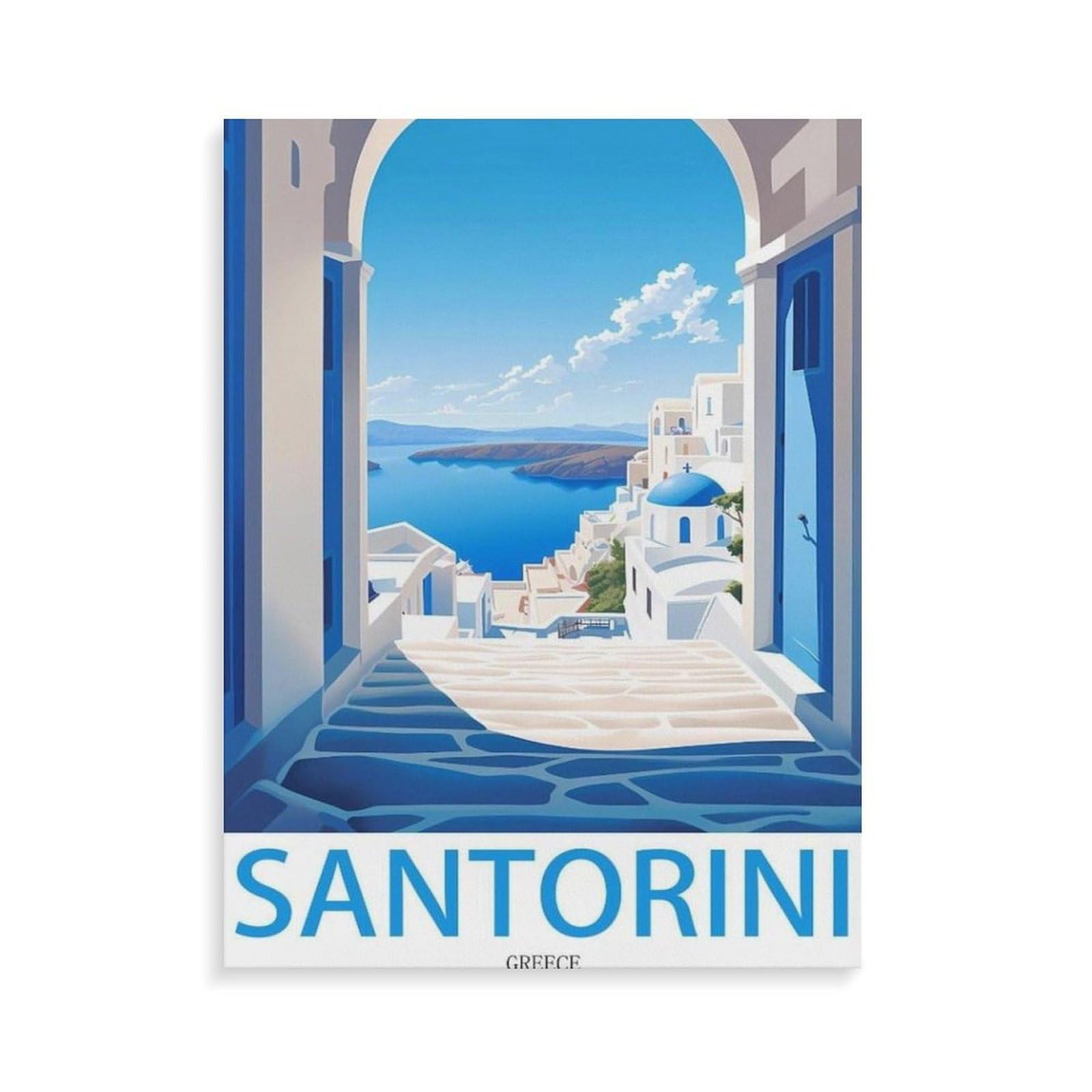 BEAYODKP Paint by Numbers for Adults，Santorini, Greece，Canvas Adults' Paint by Number Kits on Canvas DIY Oil Painting by Numbers for Adults(30x40cm-O11